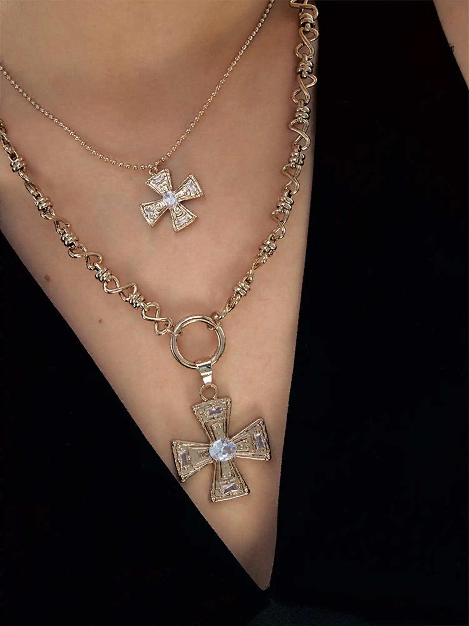 1Jinn M2M Layered Cross Link Necklace | Canton Collective