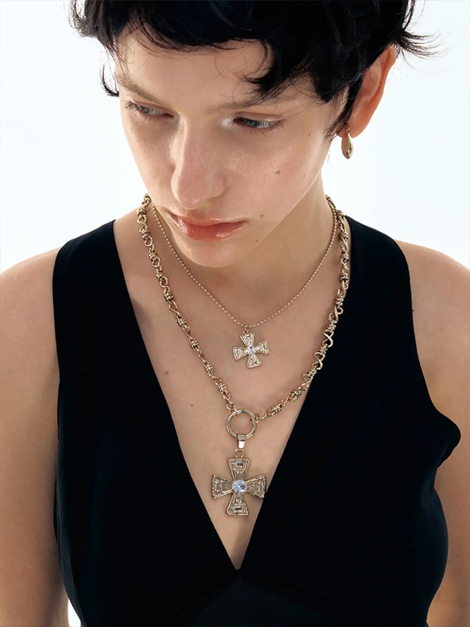 1Jinn M2M Layered Cross Link Necklace | Canton Collective