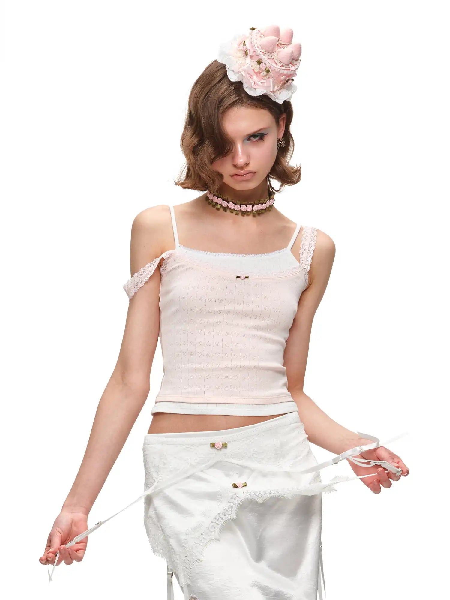 1Jinn Studio Layered Lace Trim Cami with Knit Top | Canton Collective