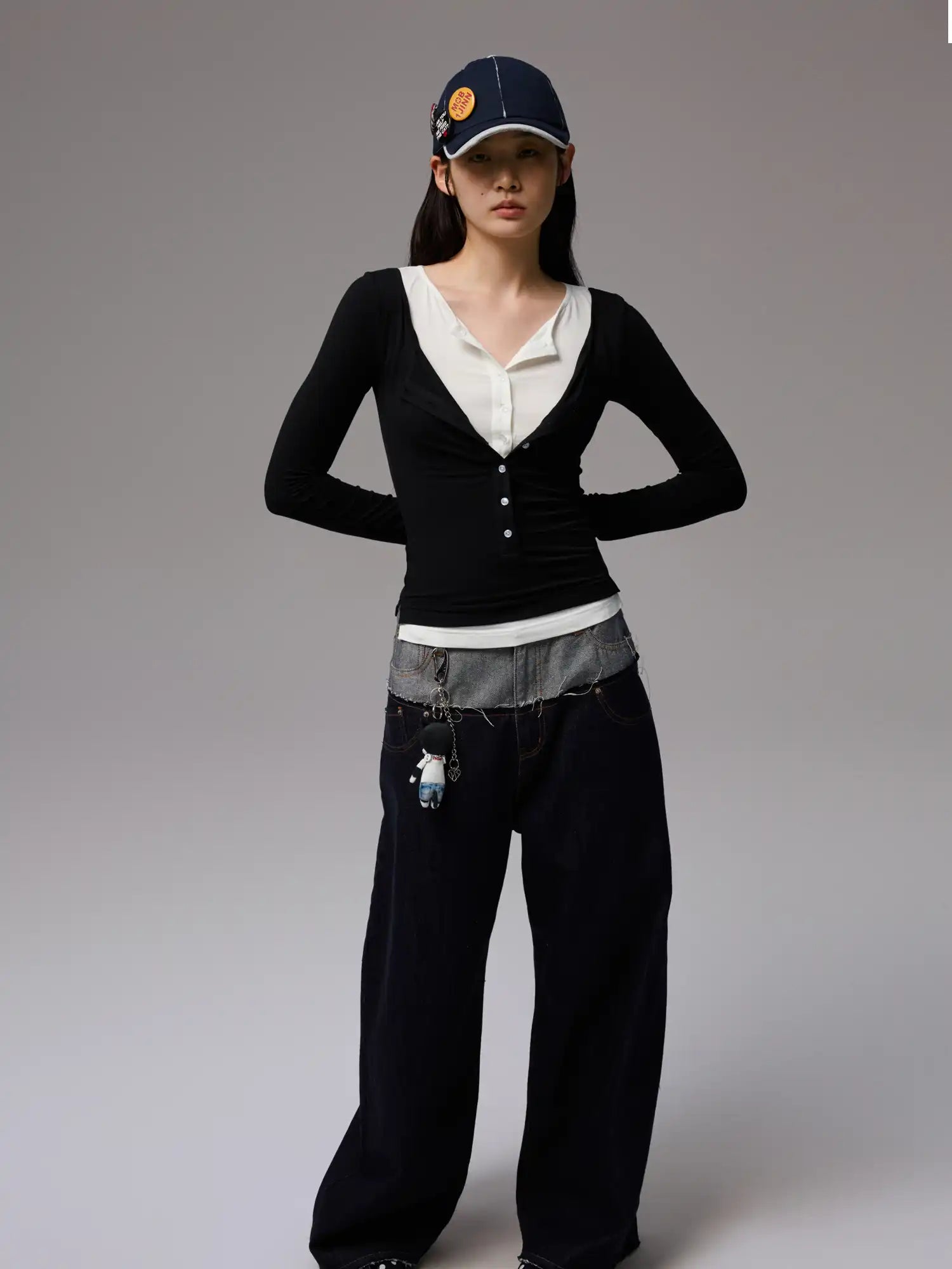 1Jinn Studio Layered Look Henley Top | Canton Collective