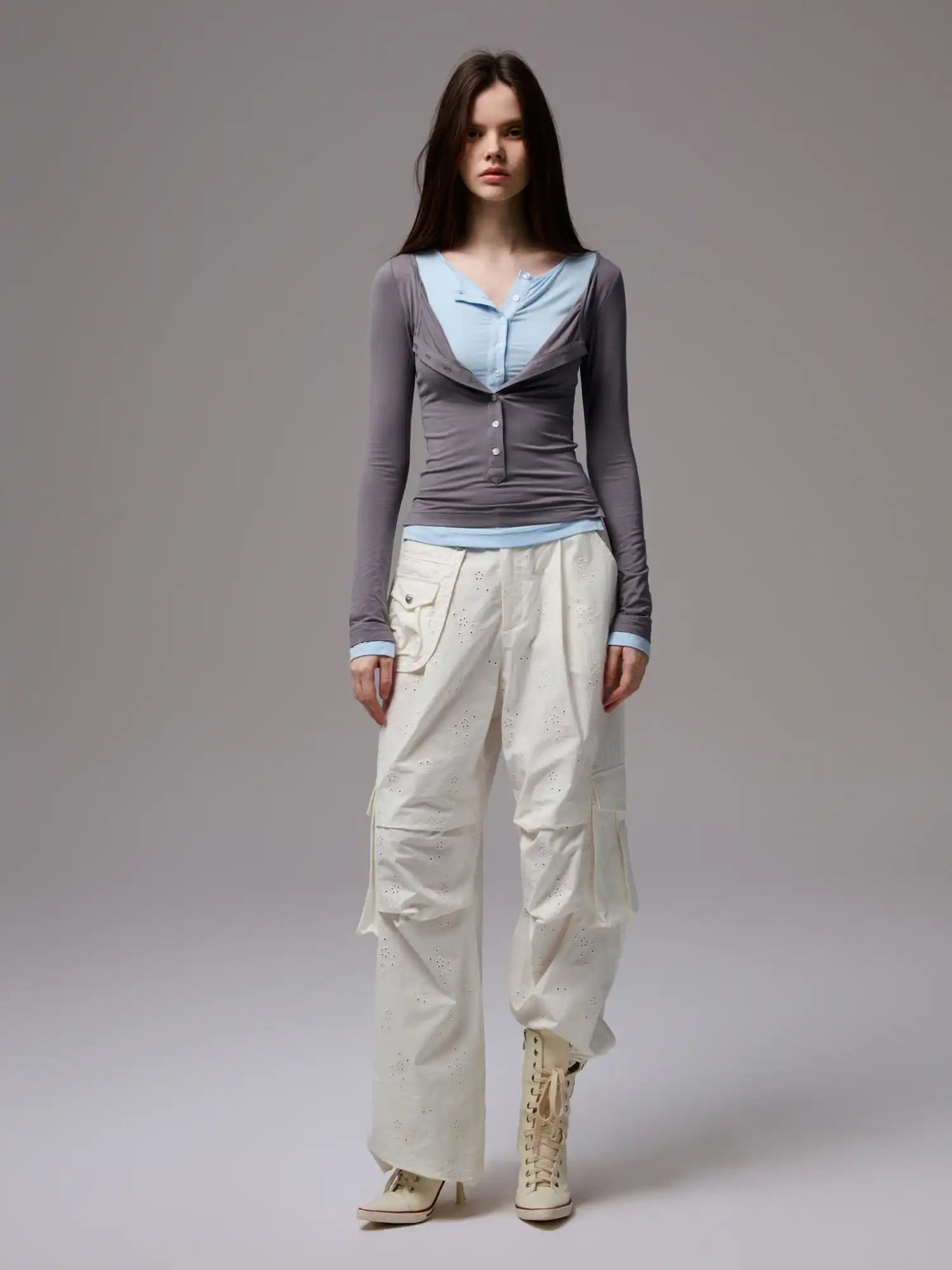 1Jinn Studio Layered Look Henley Top | Canton Collective