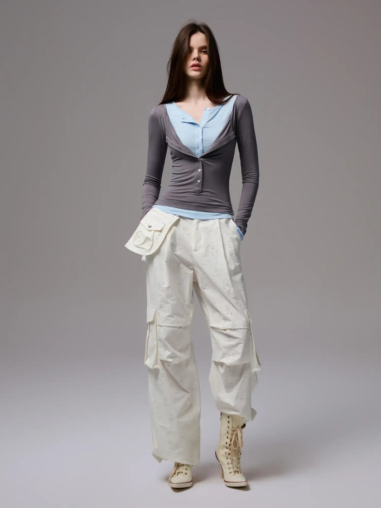 1Jinn Studio Layered Look Henley Top | Canton Collective