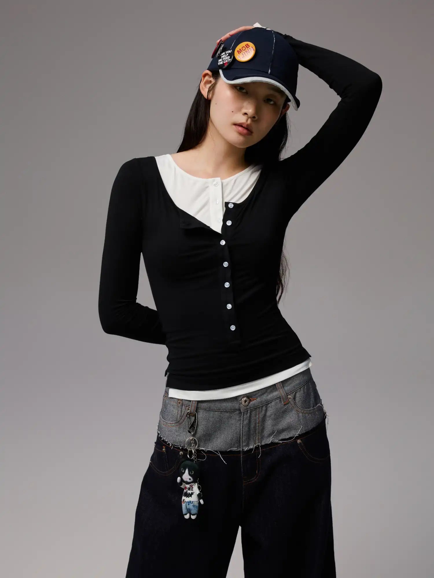 1Jinn Studio Layered Look Henley Top | Canton Collective