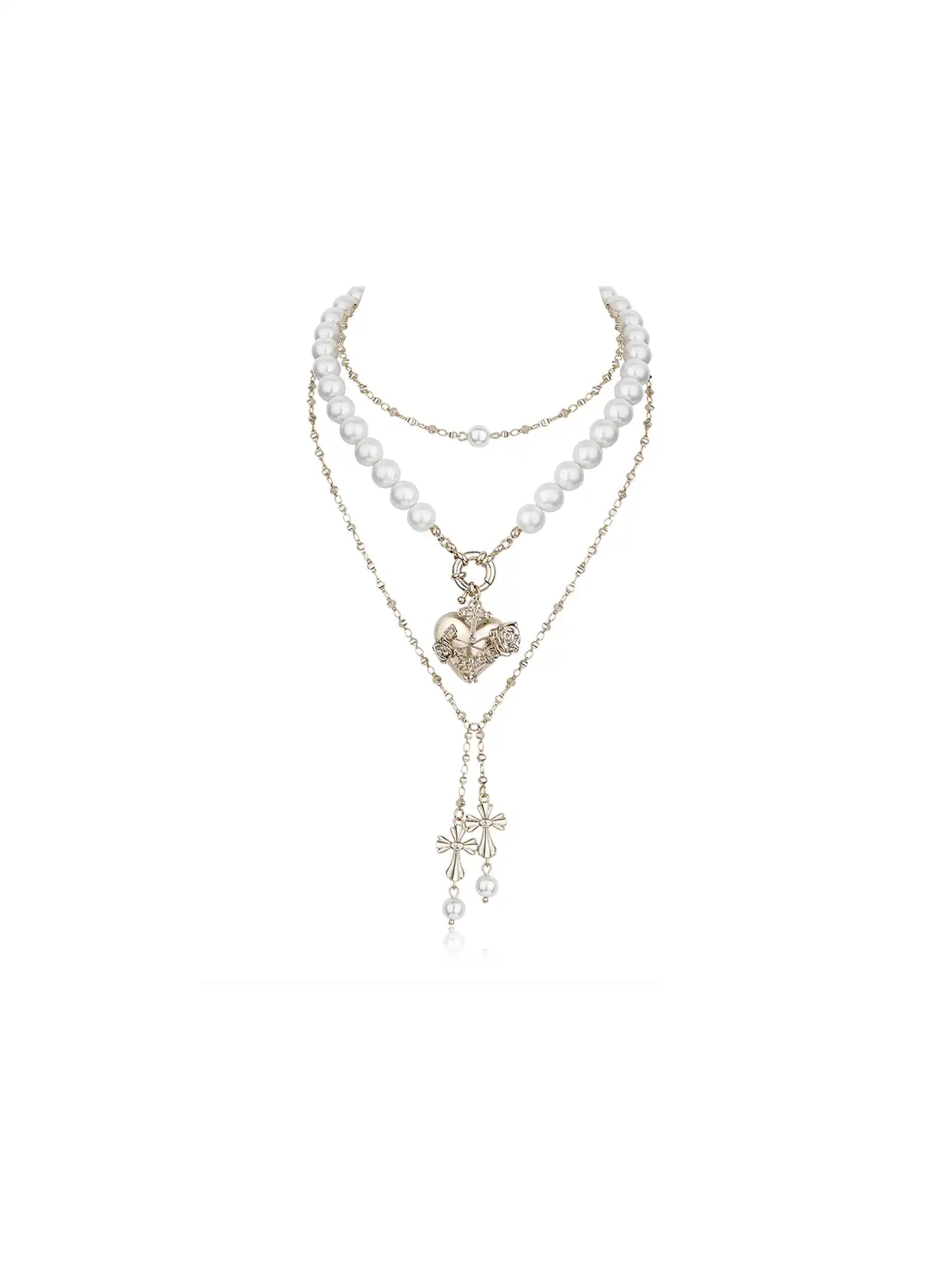 1Jinn M2M Layered Pearl Cross Necklace | Canton Collective