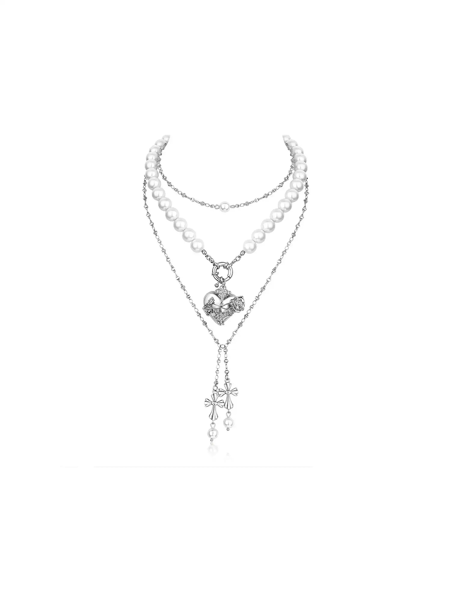 1Jinn M2M Layered Pearl Cross Necklace | Canton Collective