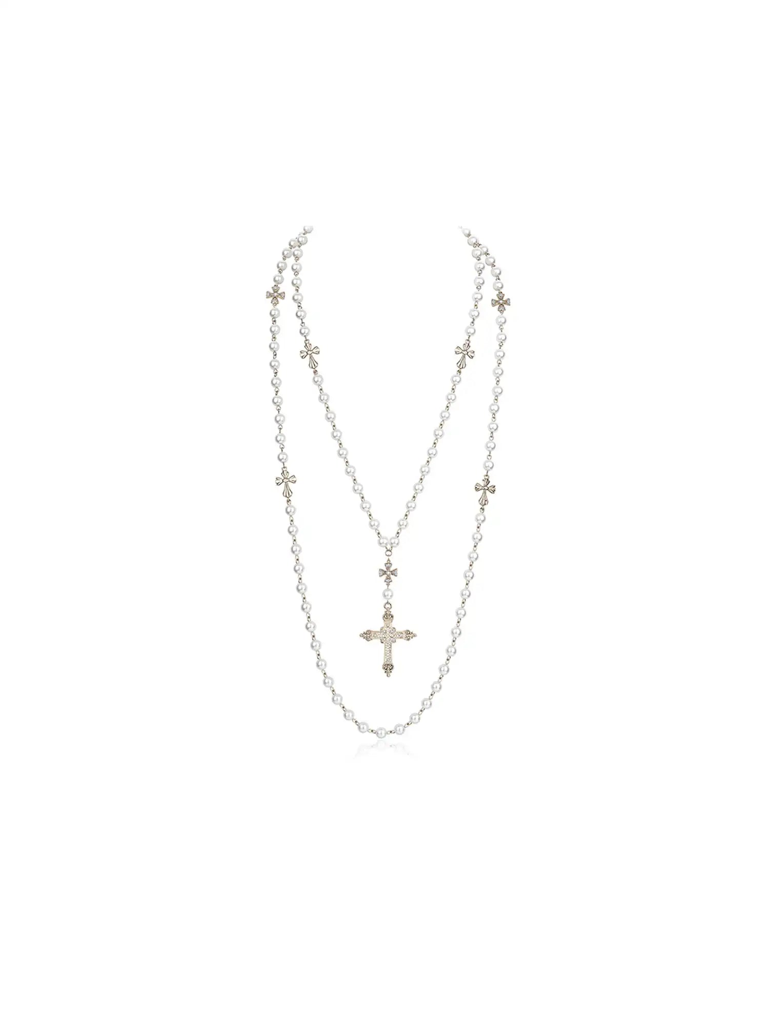 1Jinn M2M Layered Pearl Cross Necklace | Canton Collective