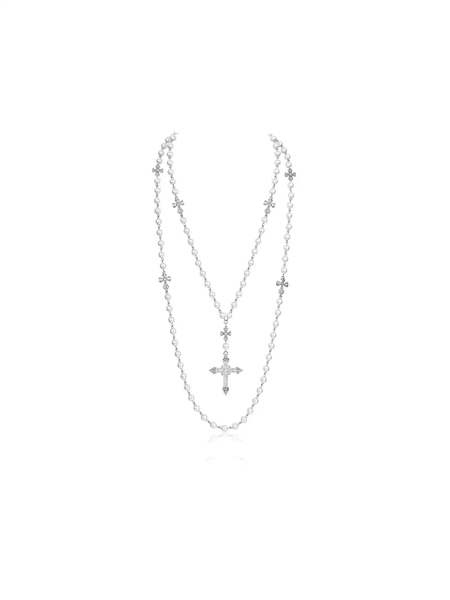 1Jinn M2M Layered Pearl Cross Necklace | Canton Collective