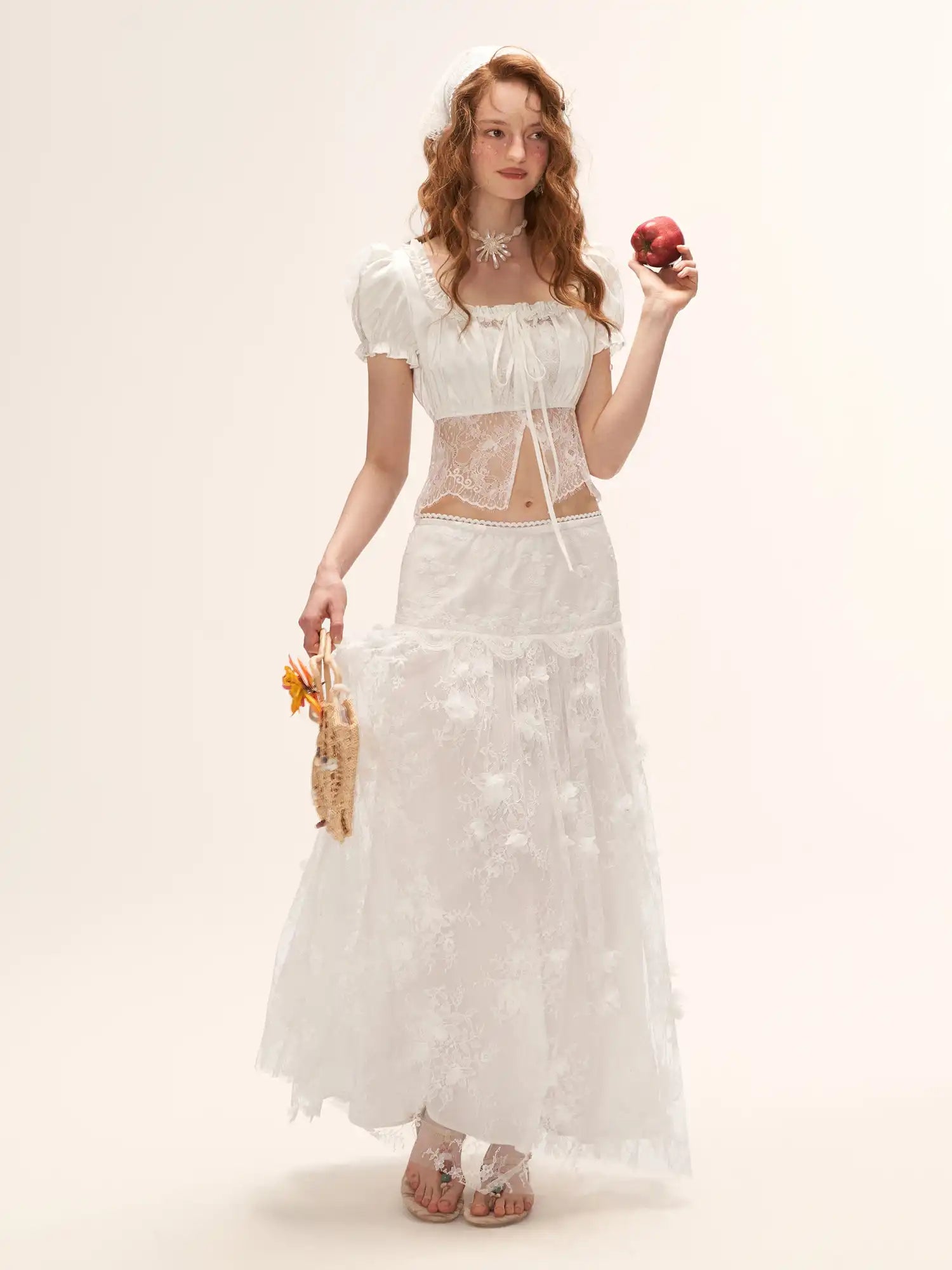 MAMC Layered Tulle Sheer Floral Maxi Skirt | Canton Collective