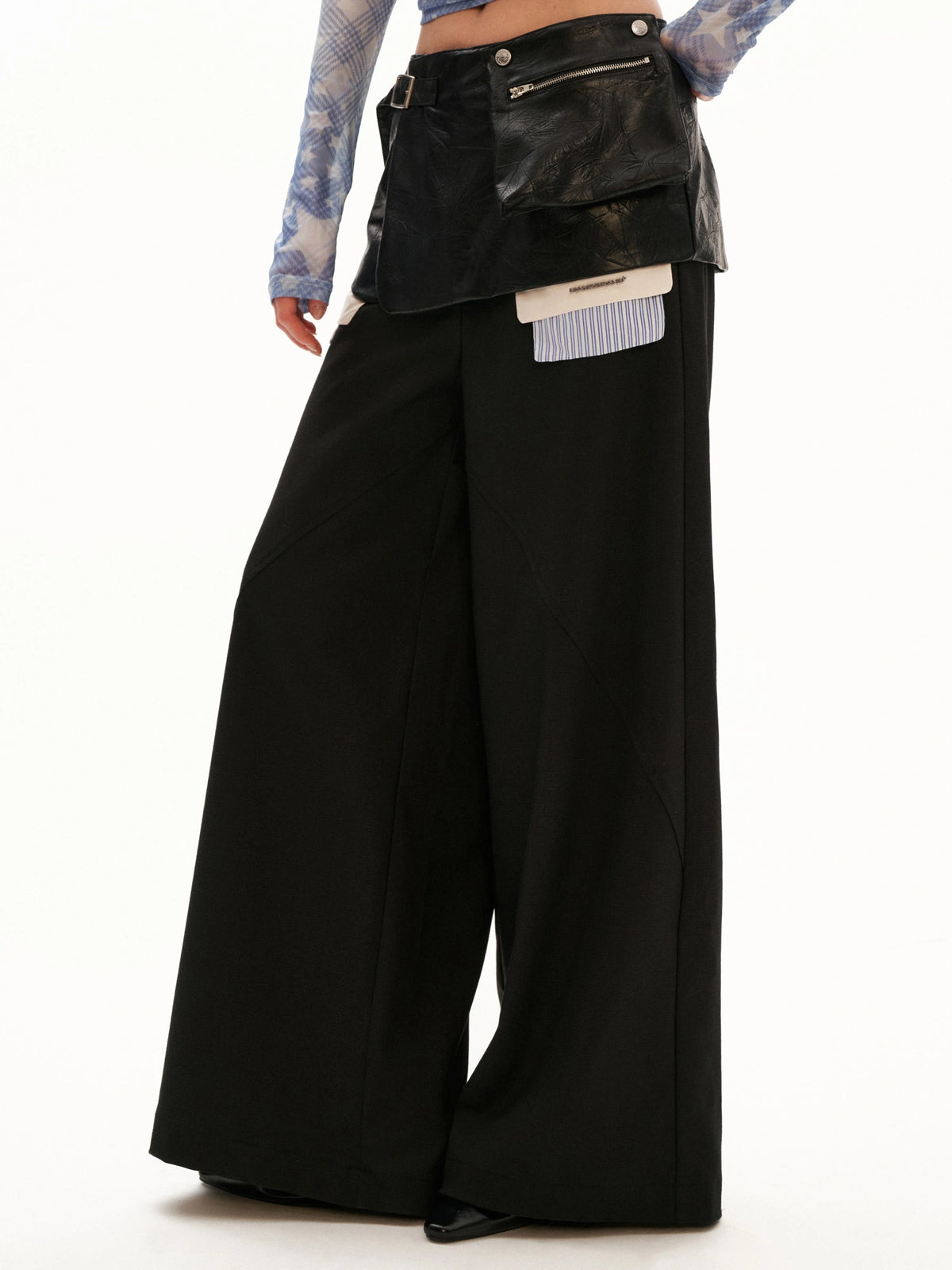 MAMC Leather Skirt Over Wide Leg Pants | Canton Collective