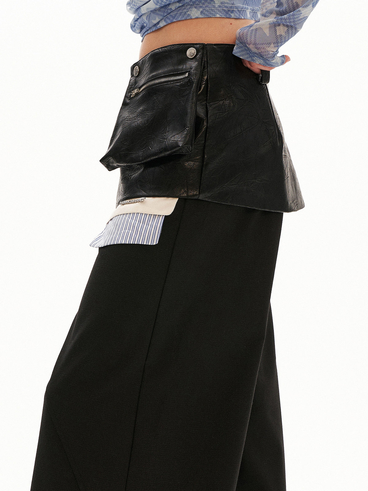 MAMC Leather Skirt Over Wide Leg Pants | Canton Collective