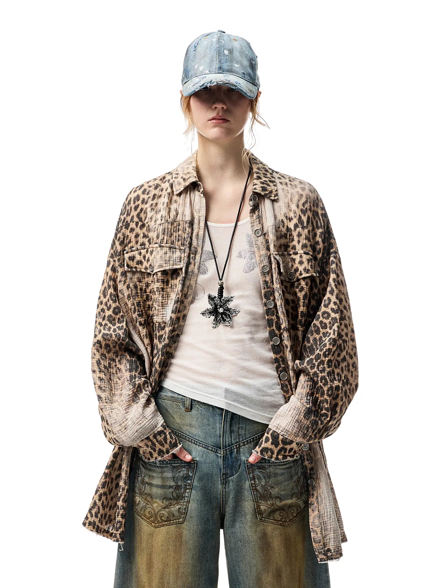 1Jinn Studio Leopard Frayed Shirt | Canton Collective
