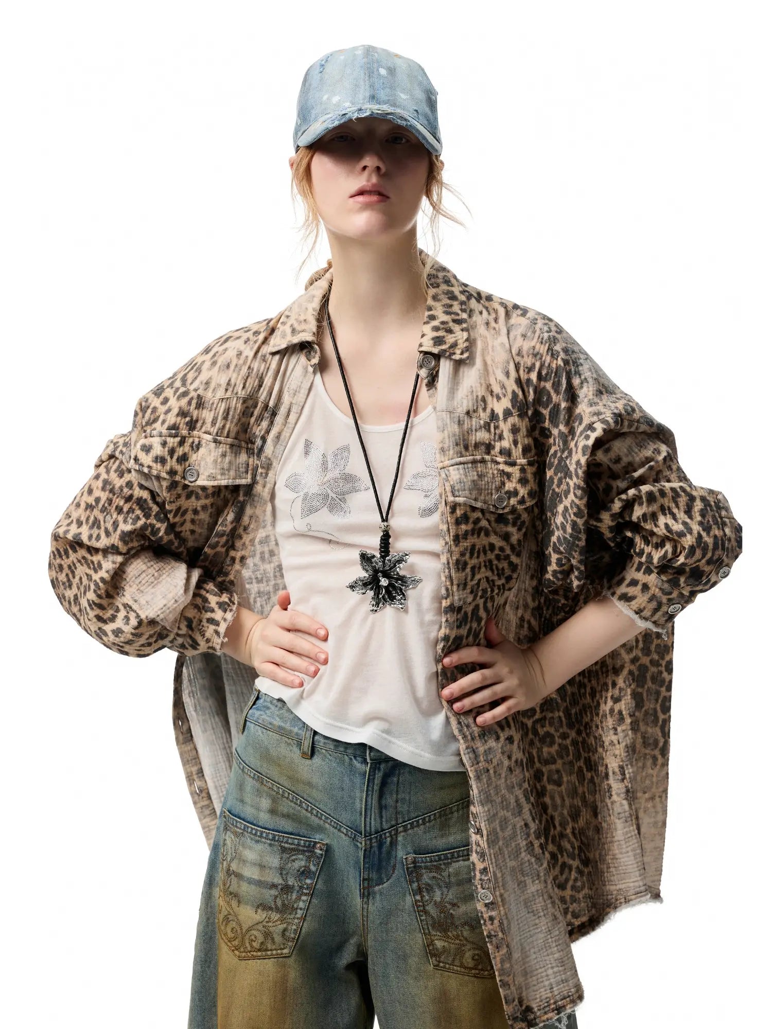 1Jinn Studio Leopard Frayed Shirt | Canton Collective