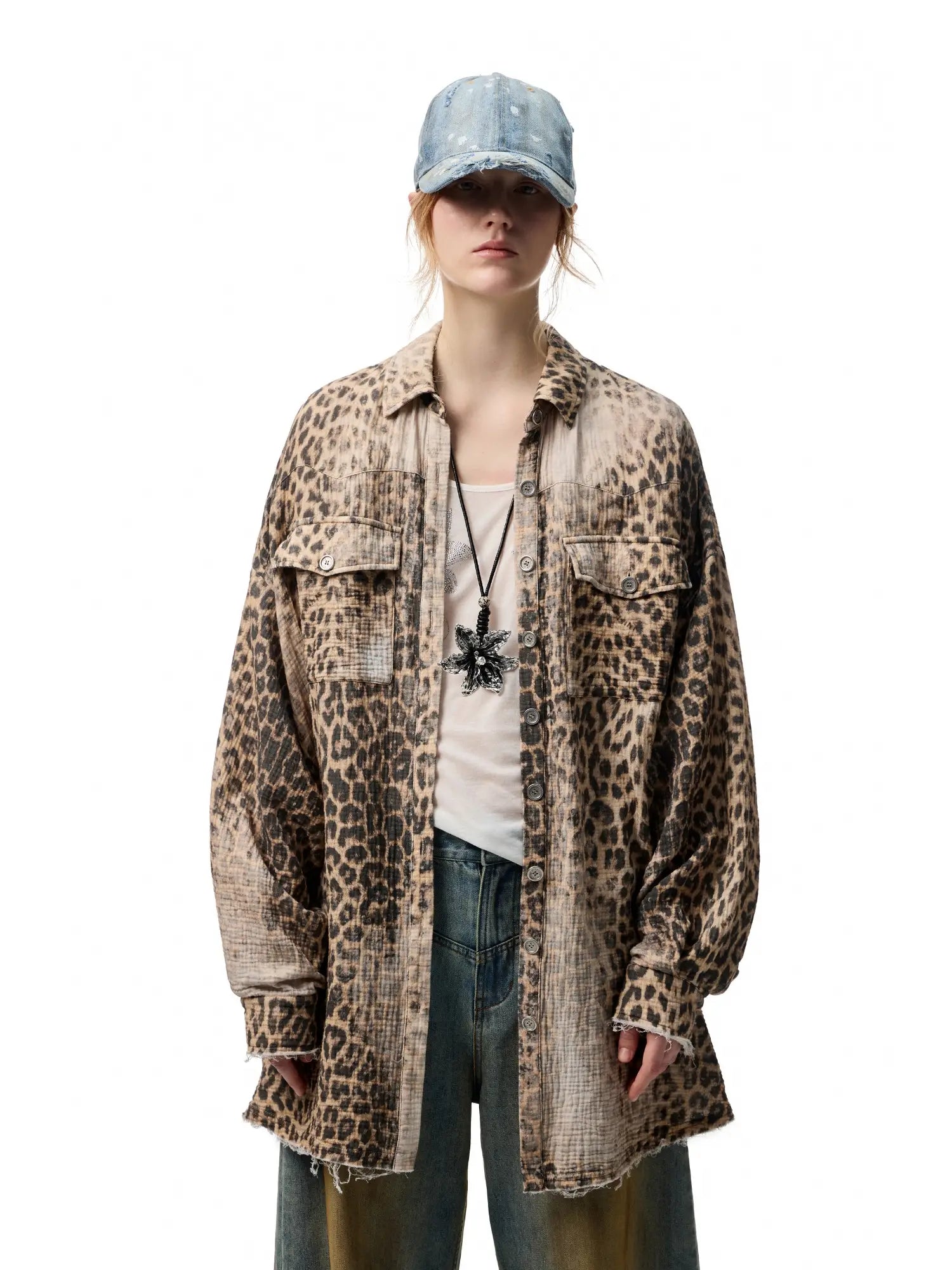 1Jinn Studio Leopard Frayed Shirt | Canton Collective