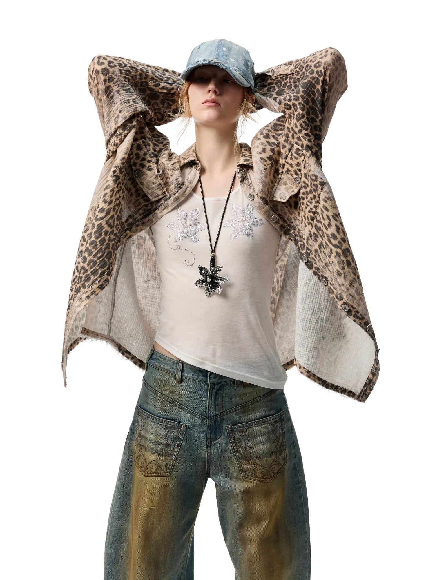 1Jinn Studio Leopard Frayed Shirt | Canton Collective