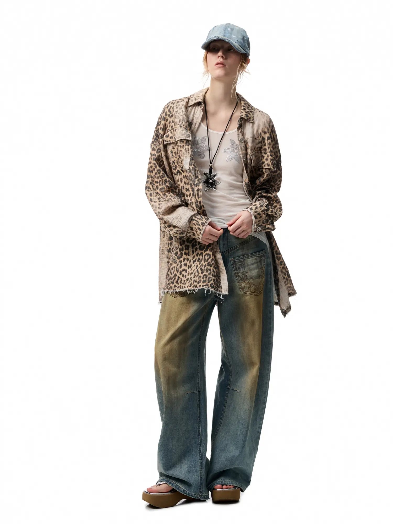 1Jinn Studio Leopard Frayed Shirt | Canton Collective