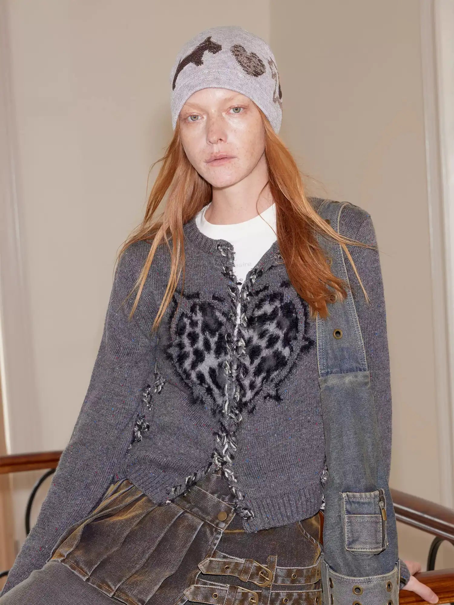 2th Desire Leopard Heart Wool Knit Cardigan | Canton Collective