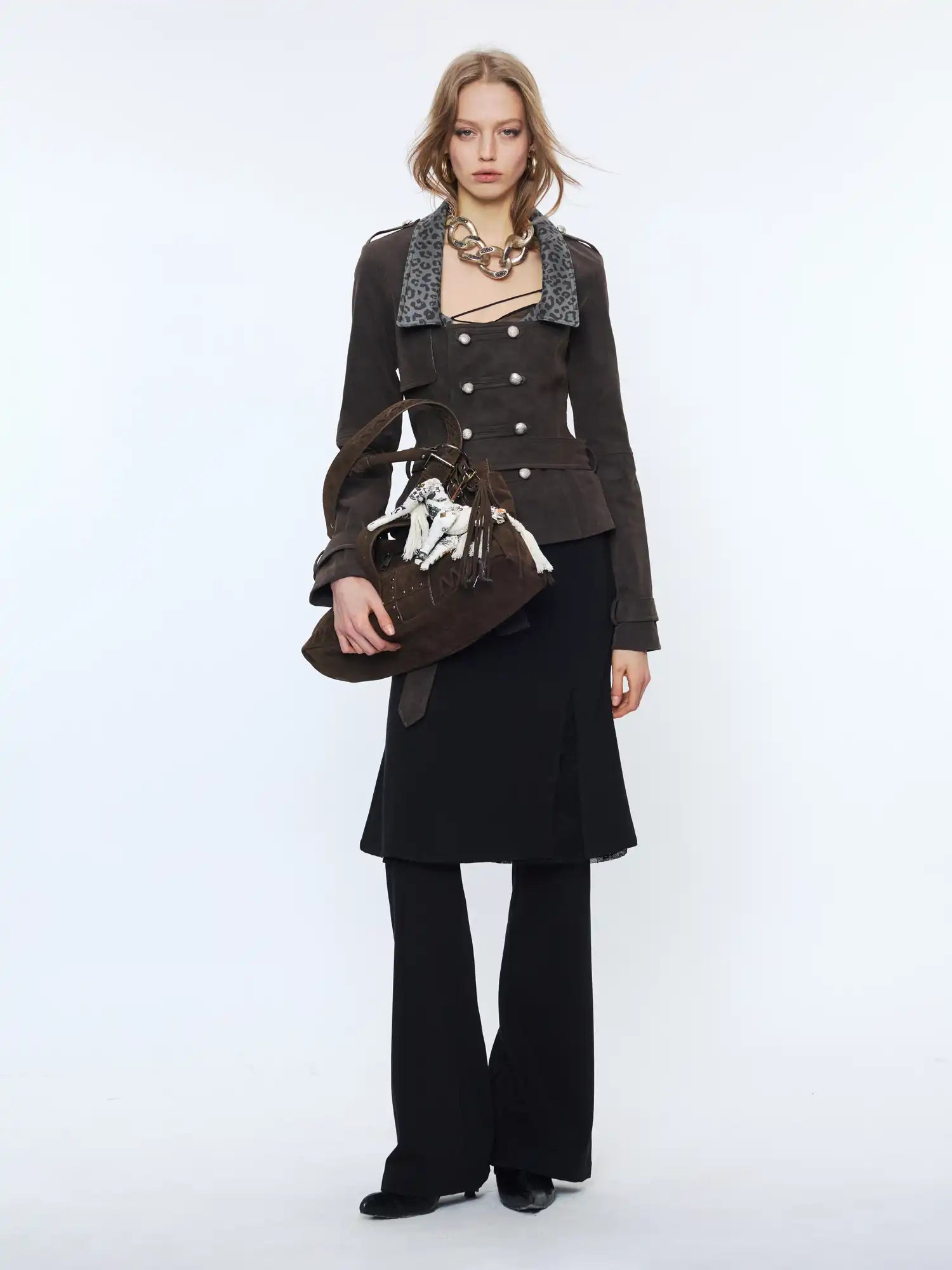 2th Desire Leopard Lapel Cropped Suede Blazer | Canton Collective