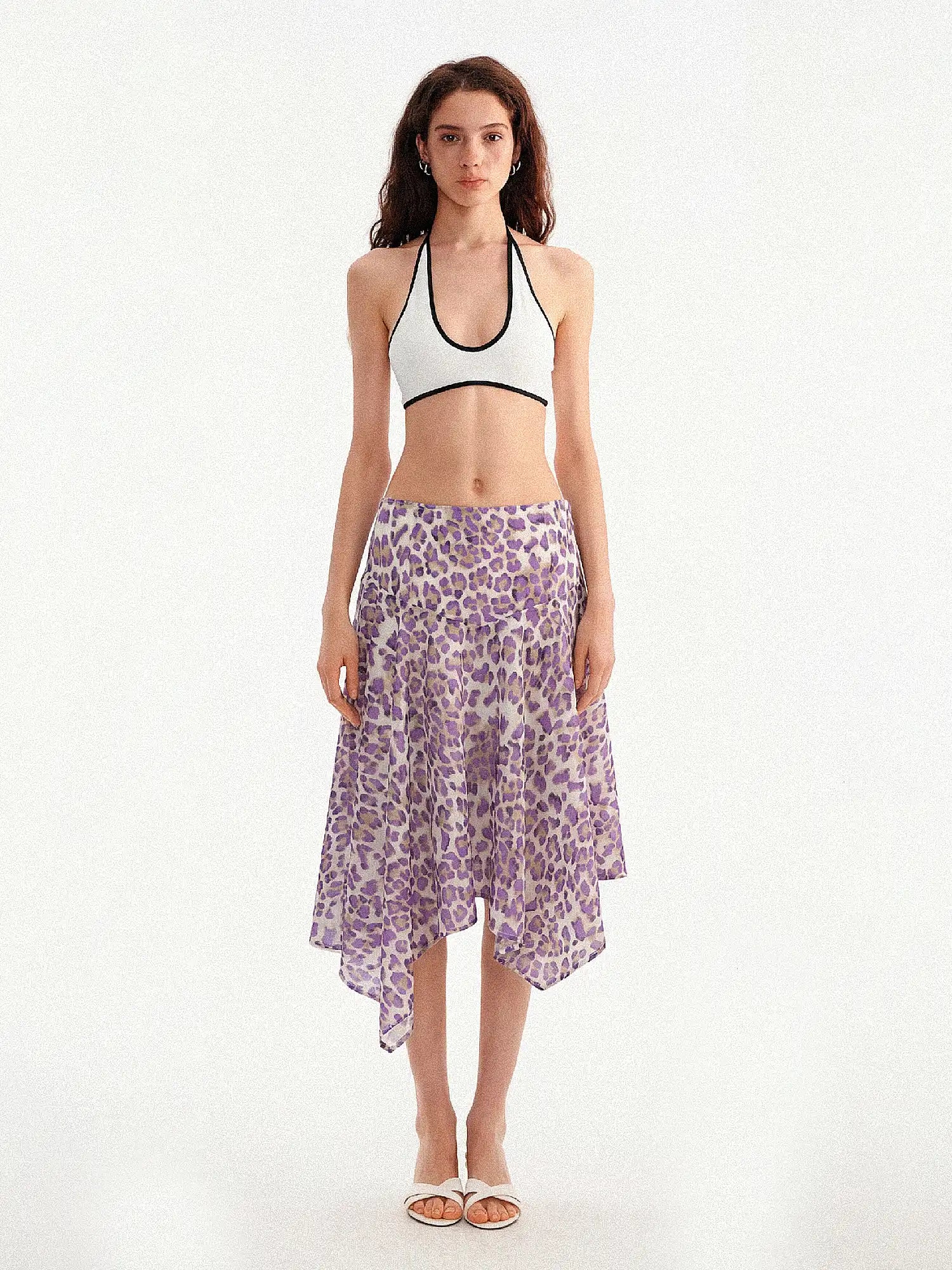 Muse Naps Leopard Print Asymmetric Sheer Midi Skirt | Canton Collective