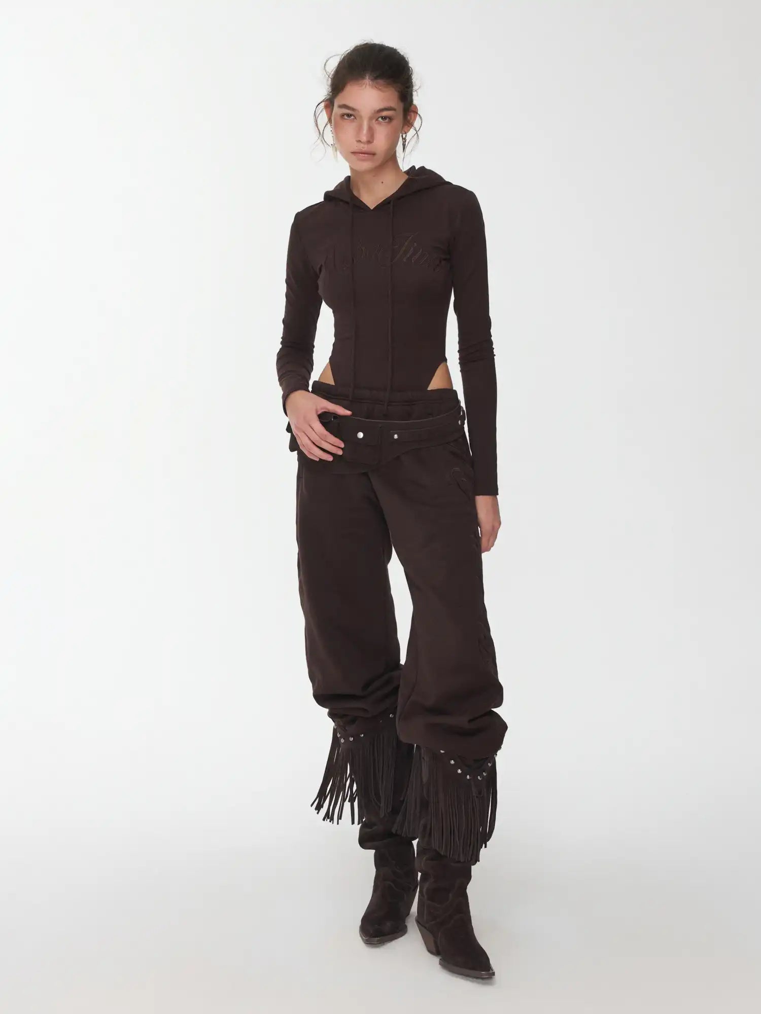 1Jinn Studio Letter Embroidered Hooded Jumpsuit | Canton Collective