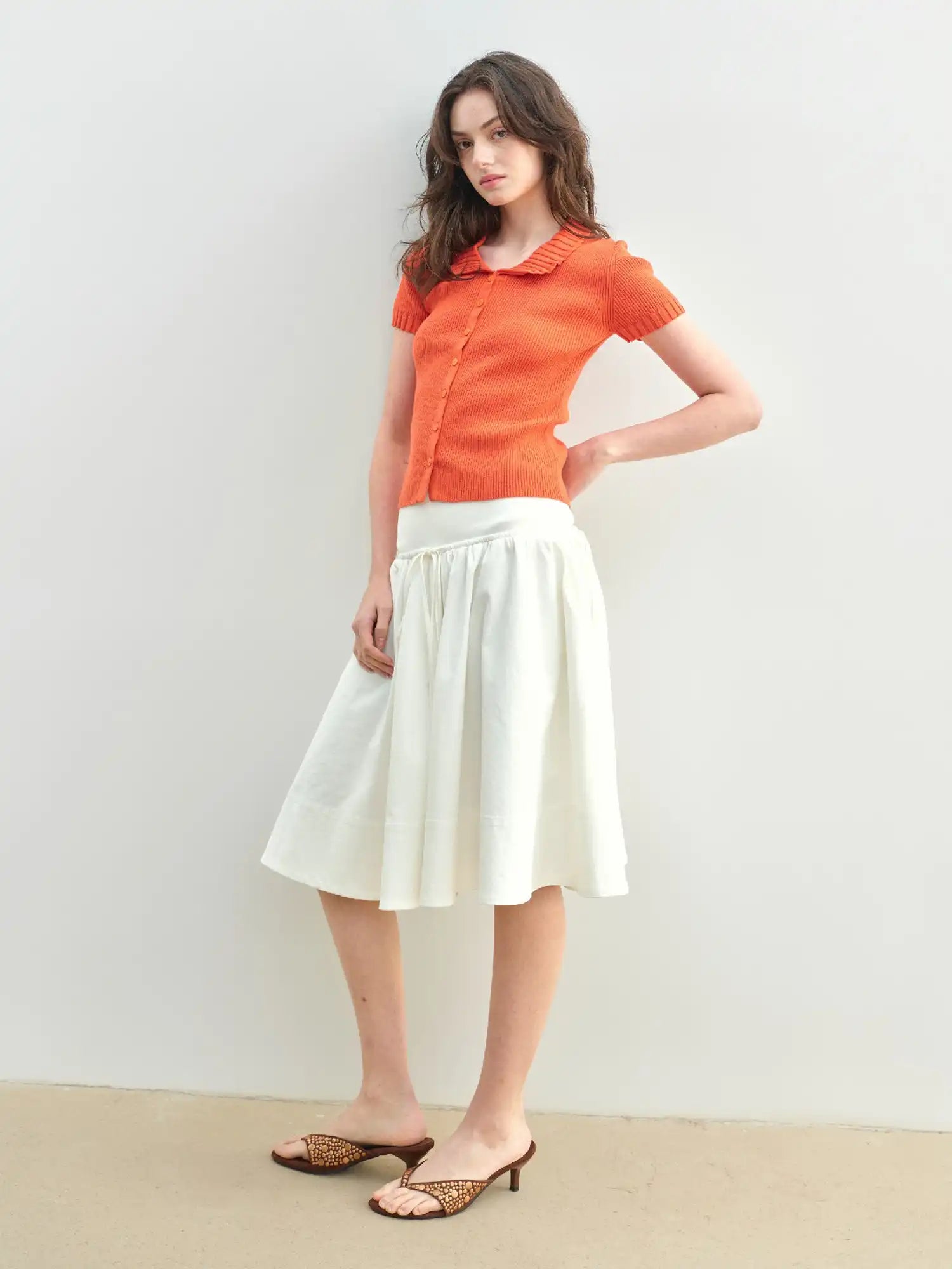 Muse Naps Linen Blend Button Front Ribbed Knit Top | Canton Collective