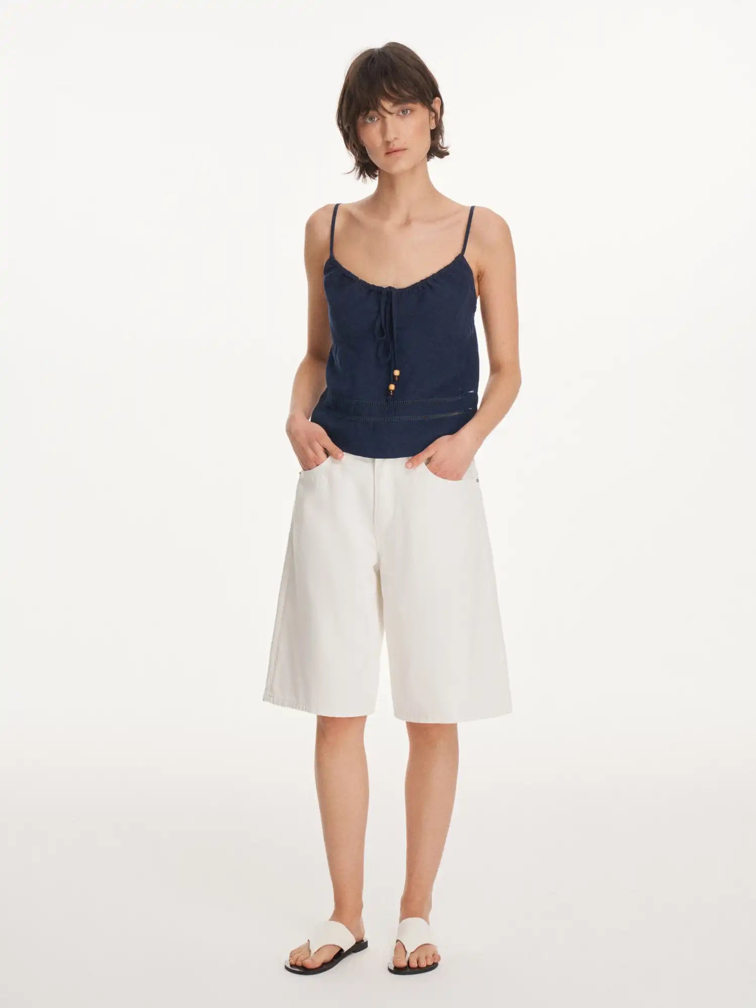 First Floor Linen Blend Crochet Trim Cami Top | Canton Collective
