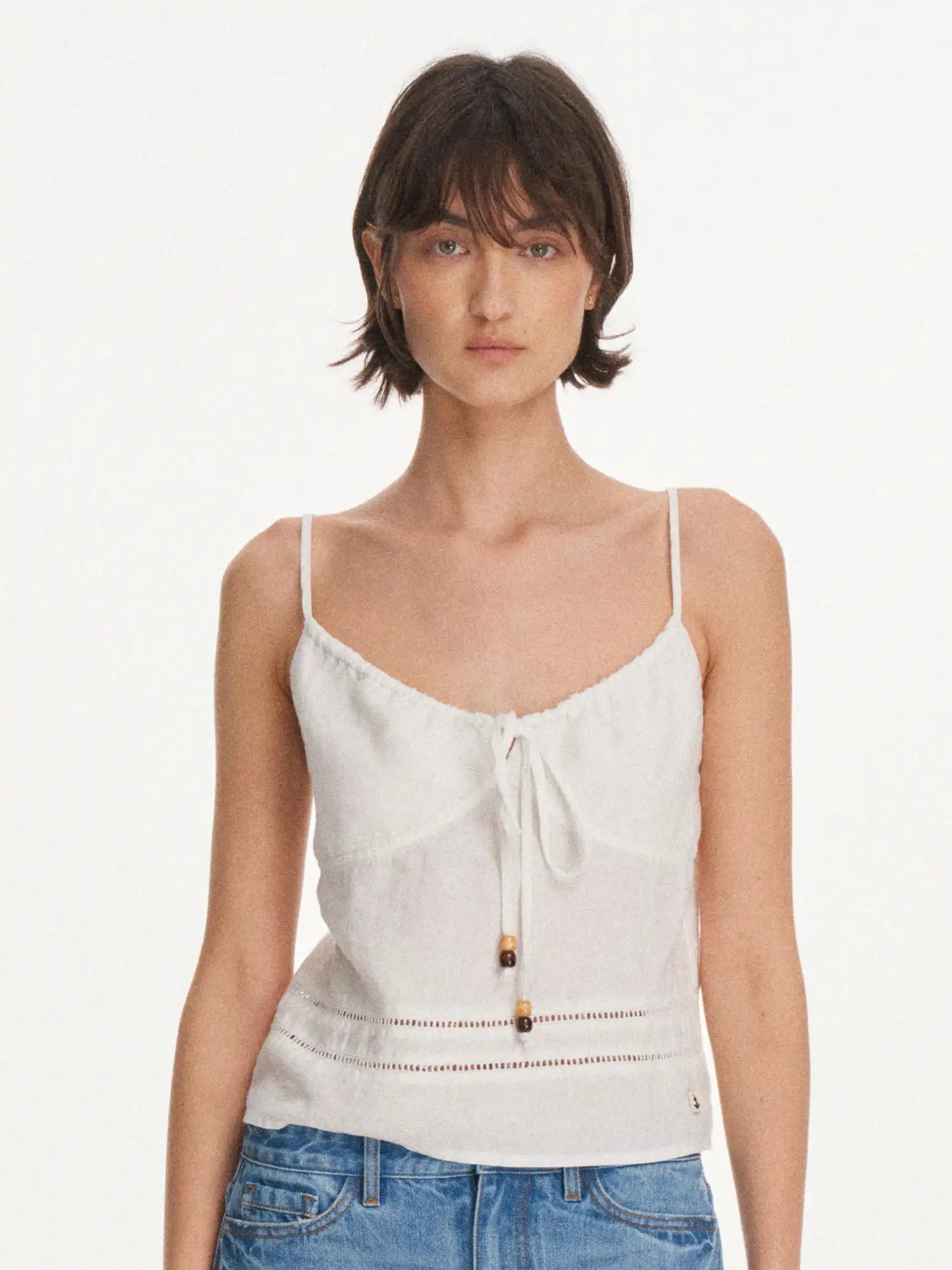 First Floor Linen Blend Crochet Trim Cami Top | Canton Collective