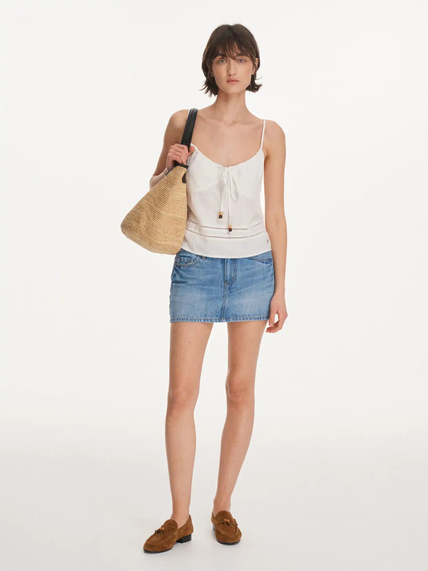First Floor Linen Blend Crochet Trim Cami Top | Canton Collective