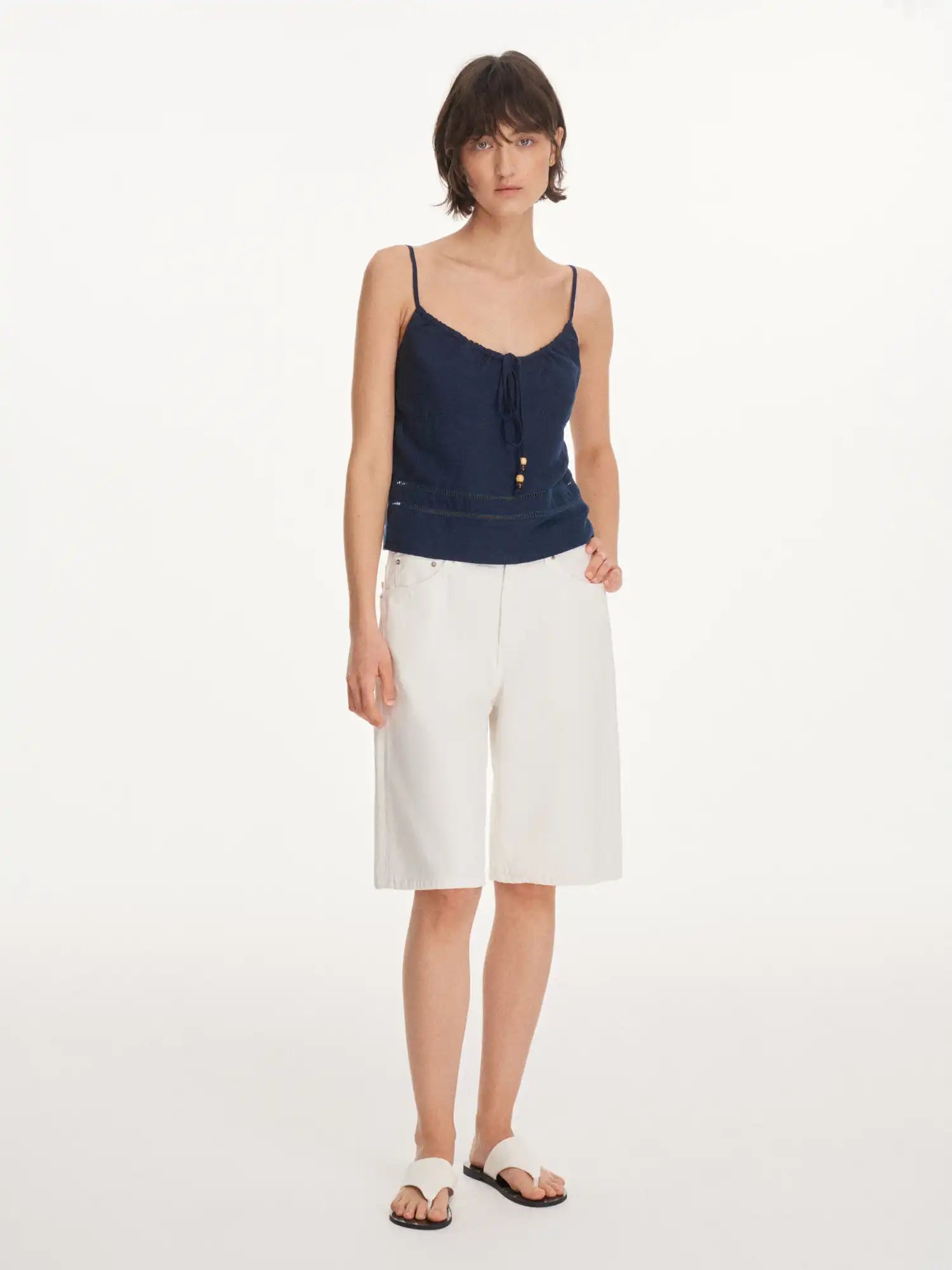 First Floor Linen Blend Crochet Trim Cami Top | Canton Collective