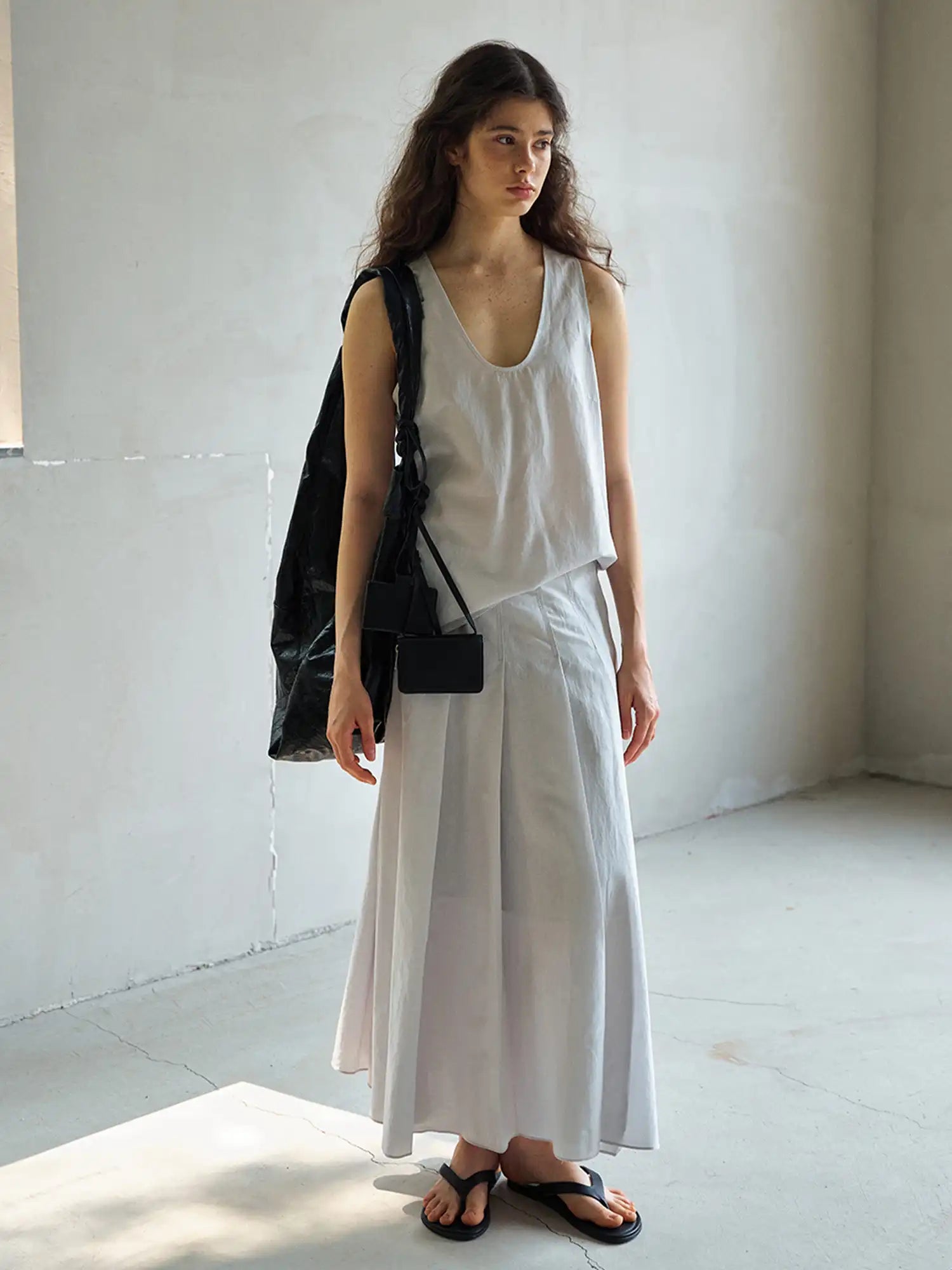 CantonCollective Design Linen Blend Tank Top with Twisted Bead Detail | Canton Collective