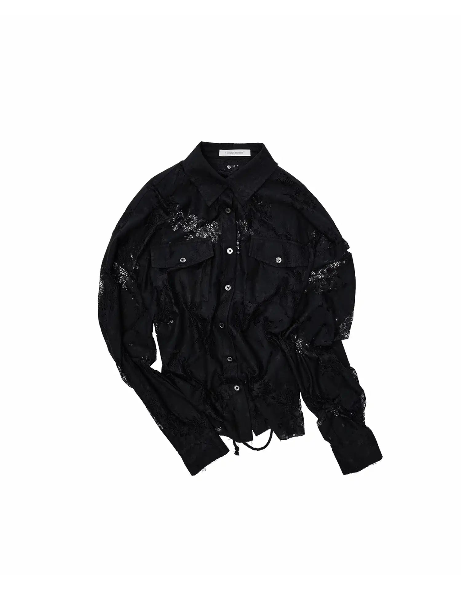 1Jinn Studio Long Sleeve Sheer Floral Lace Shirt | Canton Collective