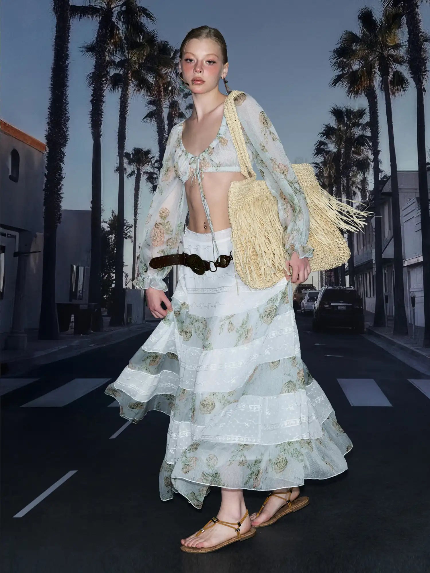 Deleteex Long Sleeve Tie Front Vacation Crop Top | Canton Collective