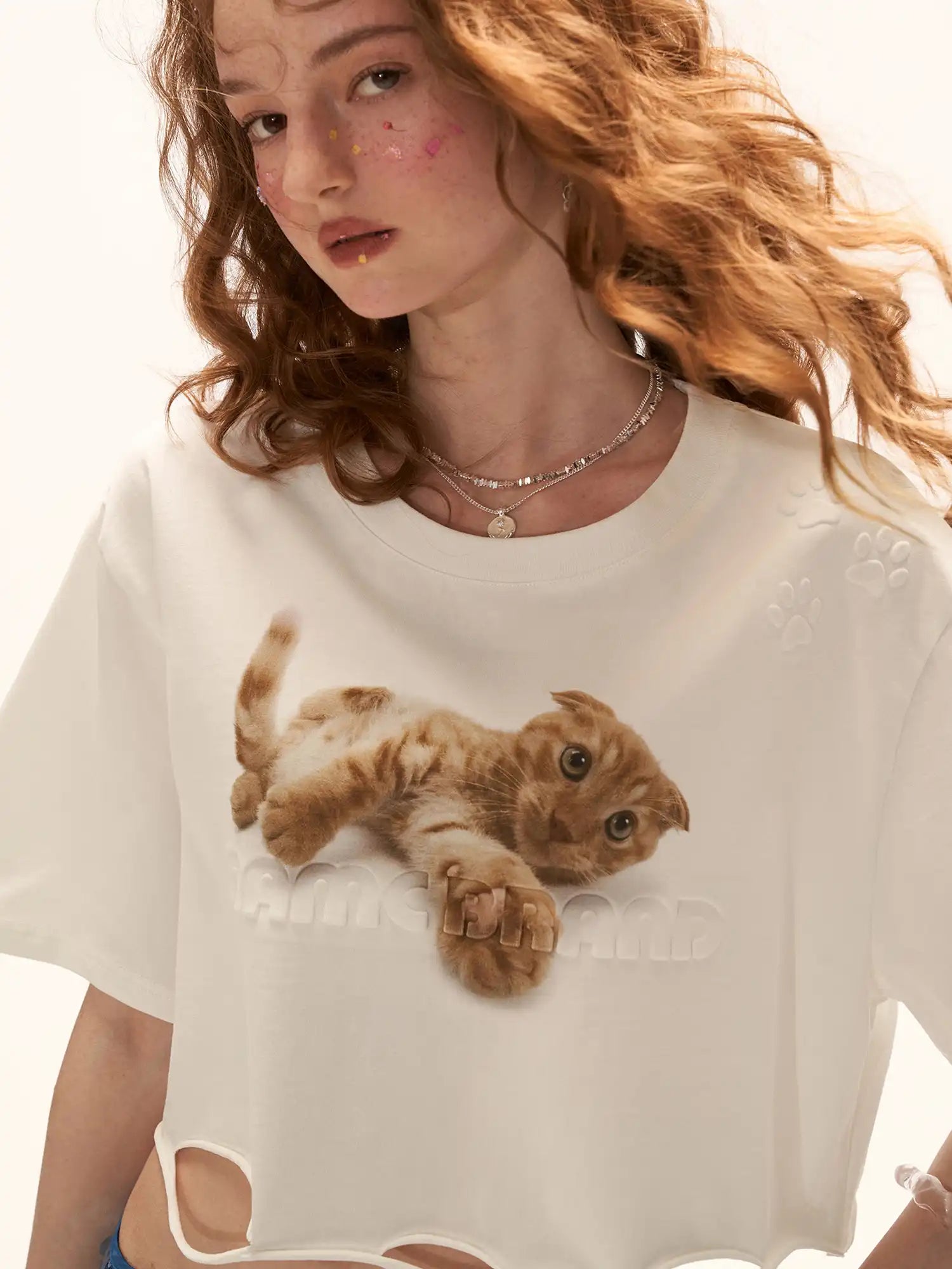 MAMC Loose Distressed Kitten Cotton Crop Top | Canton Collective