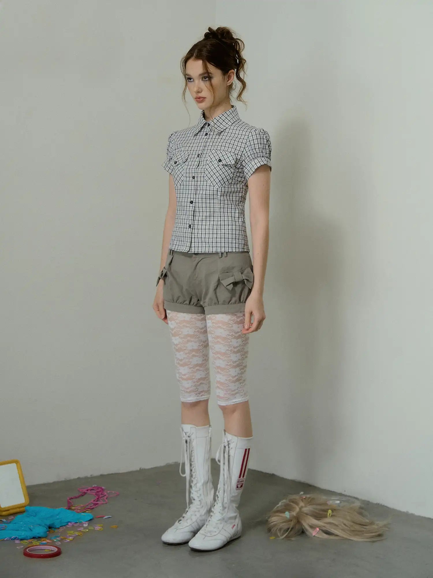 Deleteex Low-Rise Bow Tie Cargo Bubble Shorts | Canton Collective