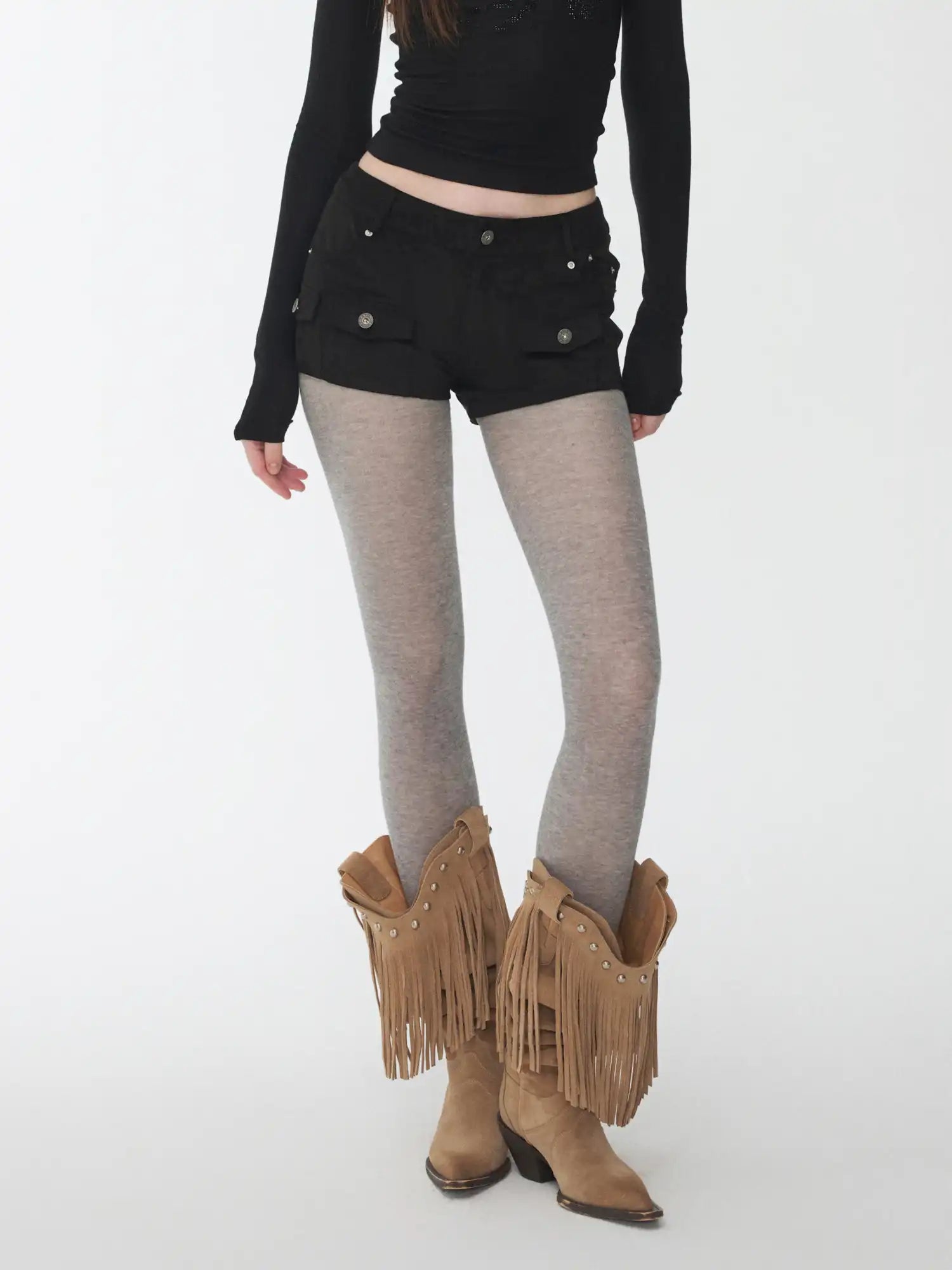 1Jinn Studio Low-Rise Suede Bodycon Shorts | Canton Collective