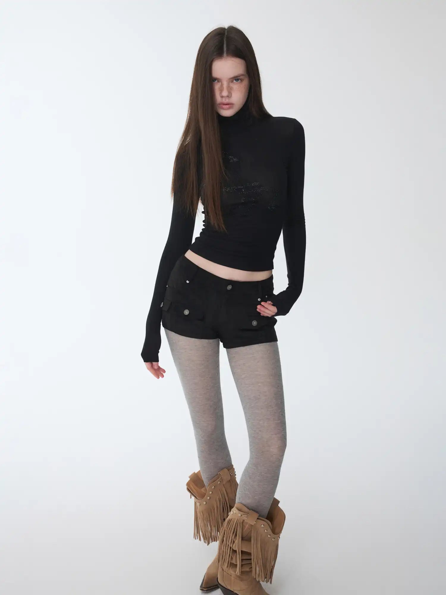 1Jinn Studio Low-Rise Suede Bodycon Shorts | Canton Collective