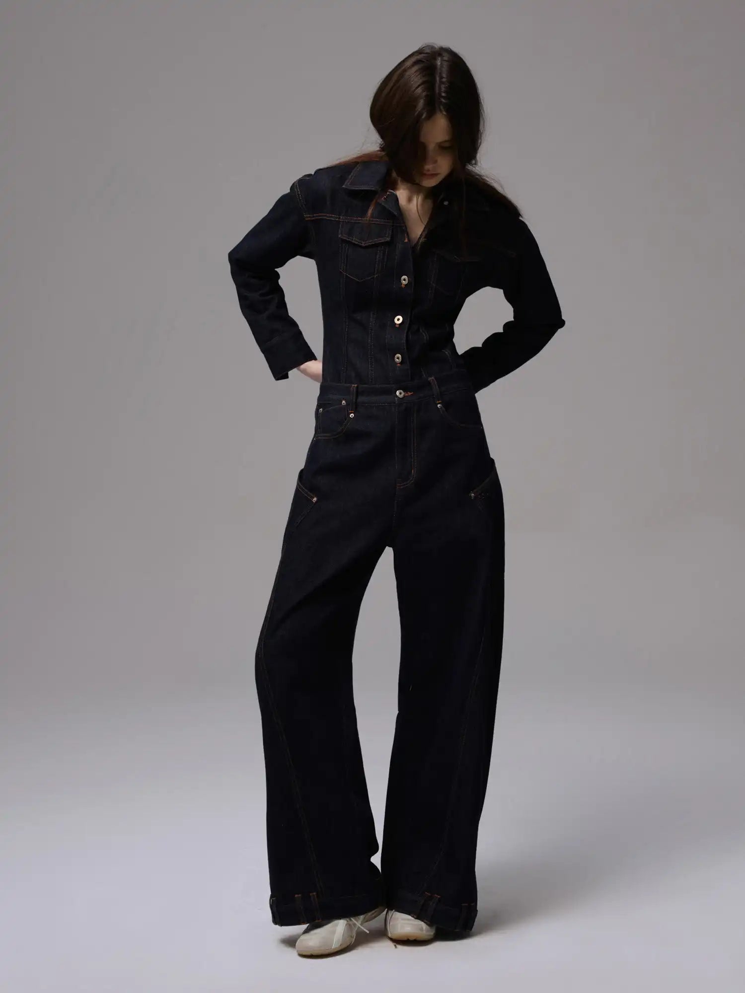 1Jinn Studio Low Rise Curved Hem Pant | Canton Collective