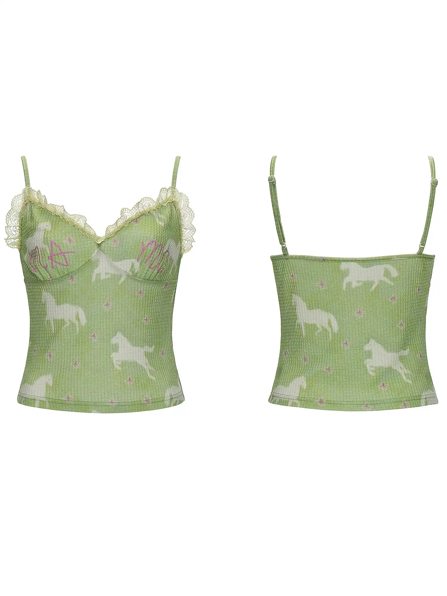 MAMC Macaron Green Lace Trim Tank Top | Canton Collective