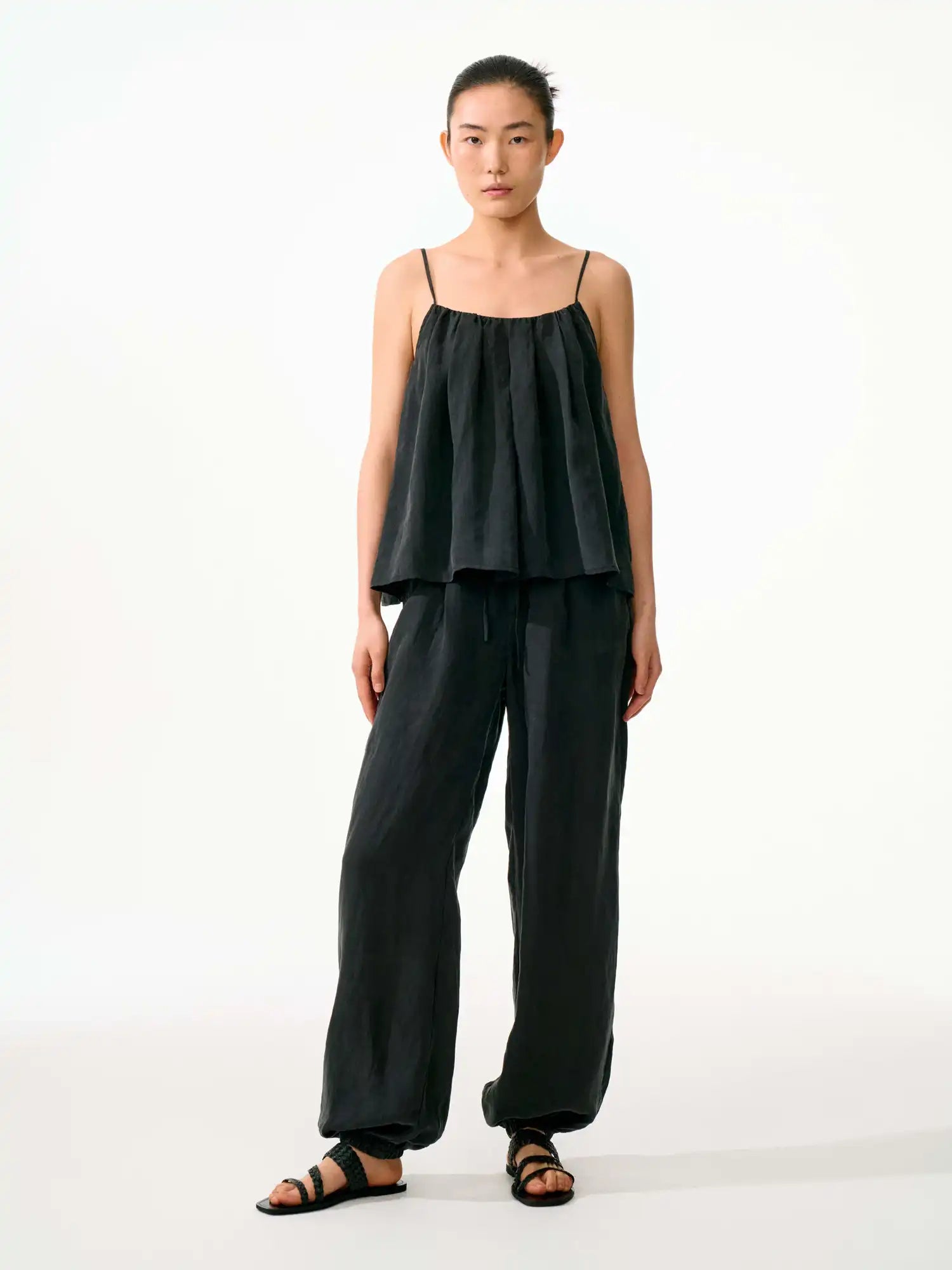 FirstFloor Matte Tencel Pleated Babydoll Cami Top | Canton Collective