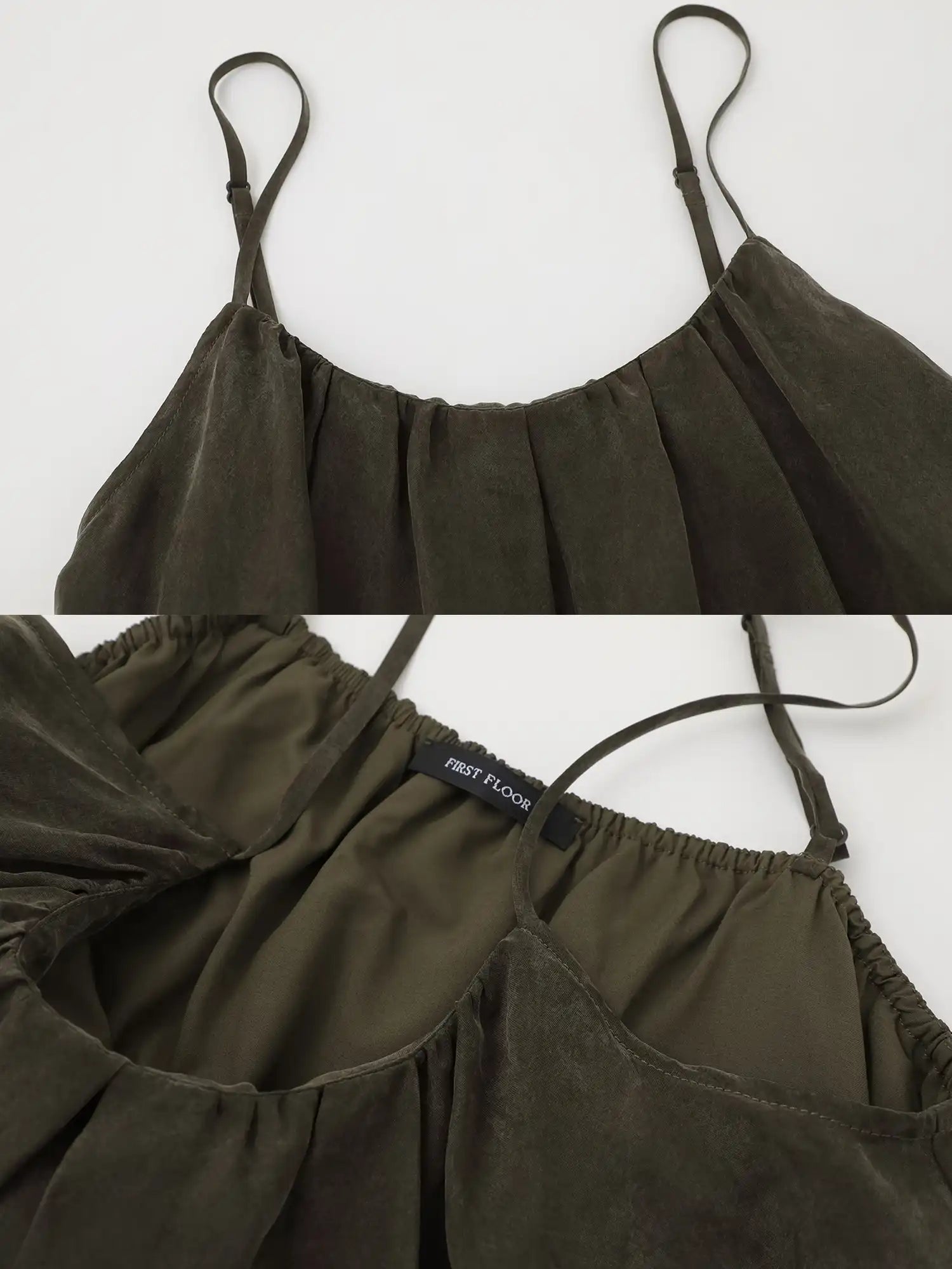 FirstFloor Matte Tencel Pleated Babydoll Cami Top | Canton Collective