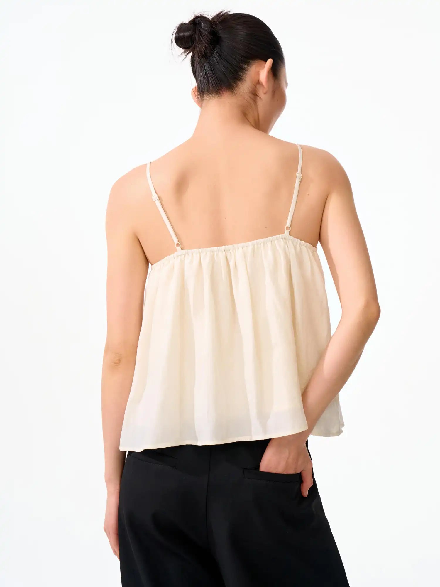 FirstFloor Matte Tencel Pleated Babydoll Cami Top | Canton Collective