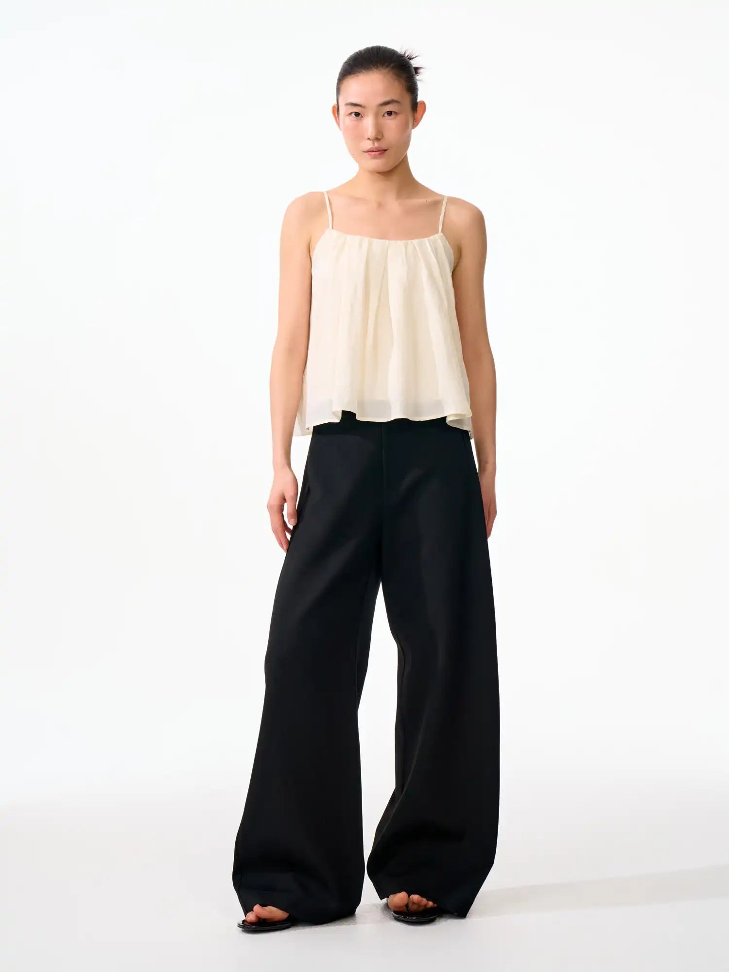 FirstFloor Matte Tencel Pleated Babydoll Cami Top | Canton Collective