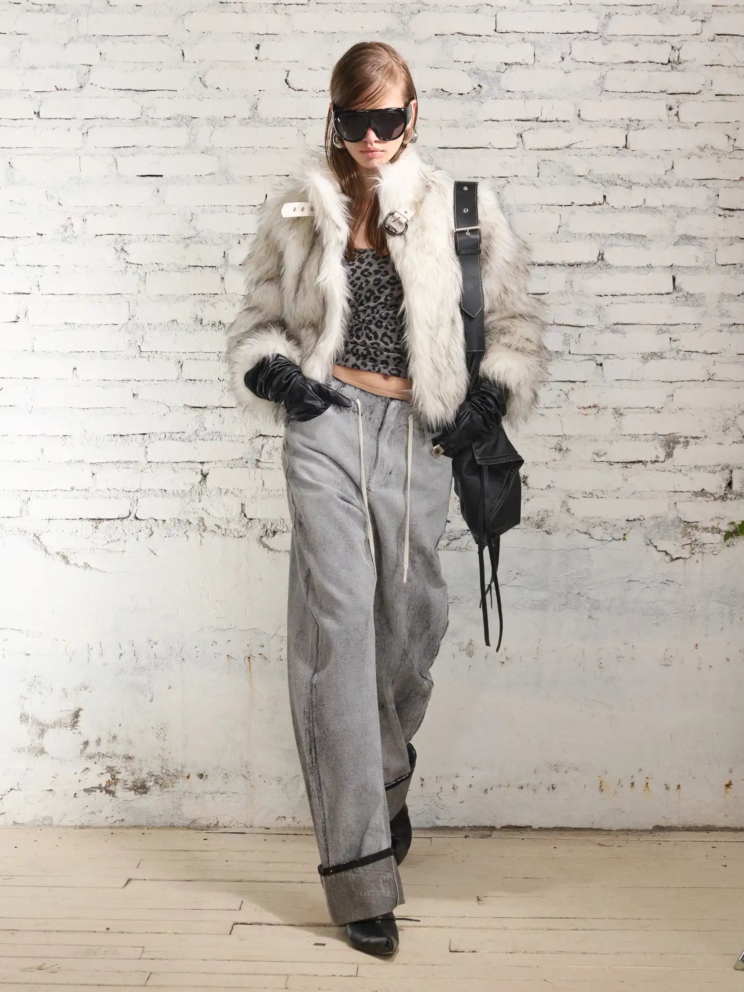 2th Desire Metal Buckle Stand Collar Fur Coat | Canton Collective