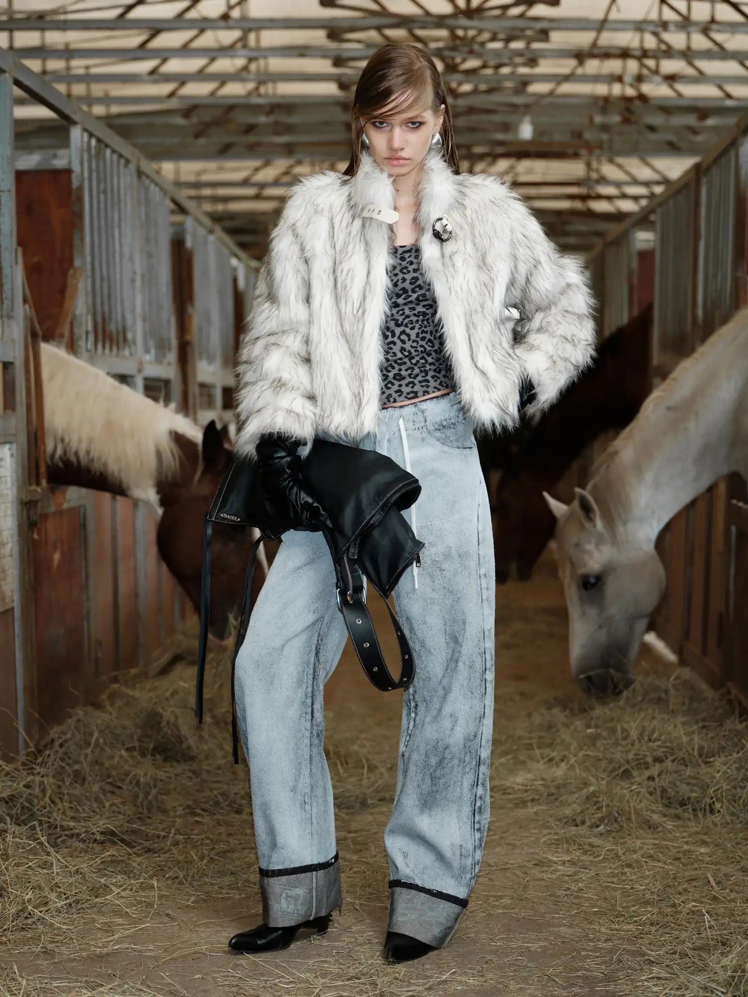 2th Desire Metal Buckle Stand Collar Fur Coat | Canton Collective