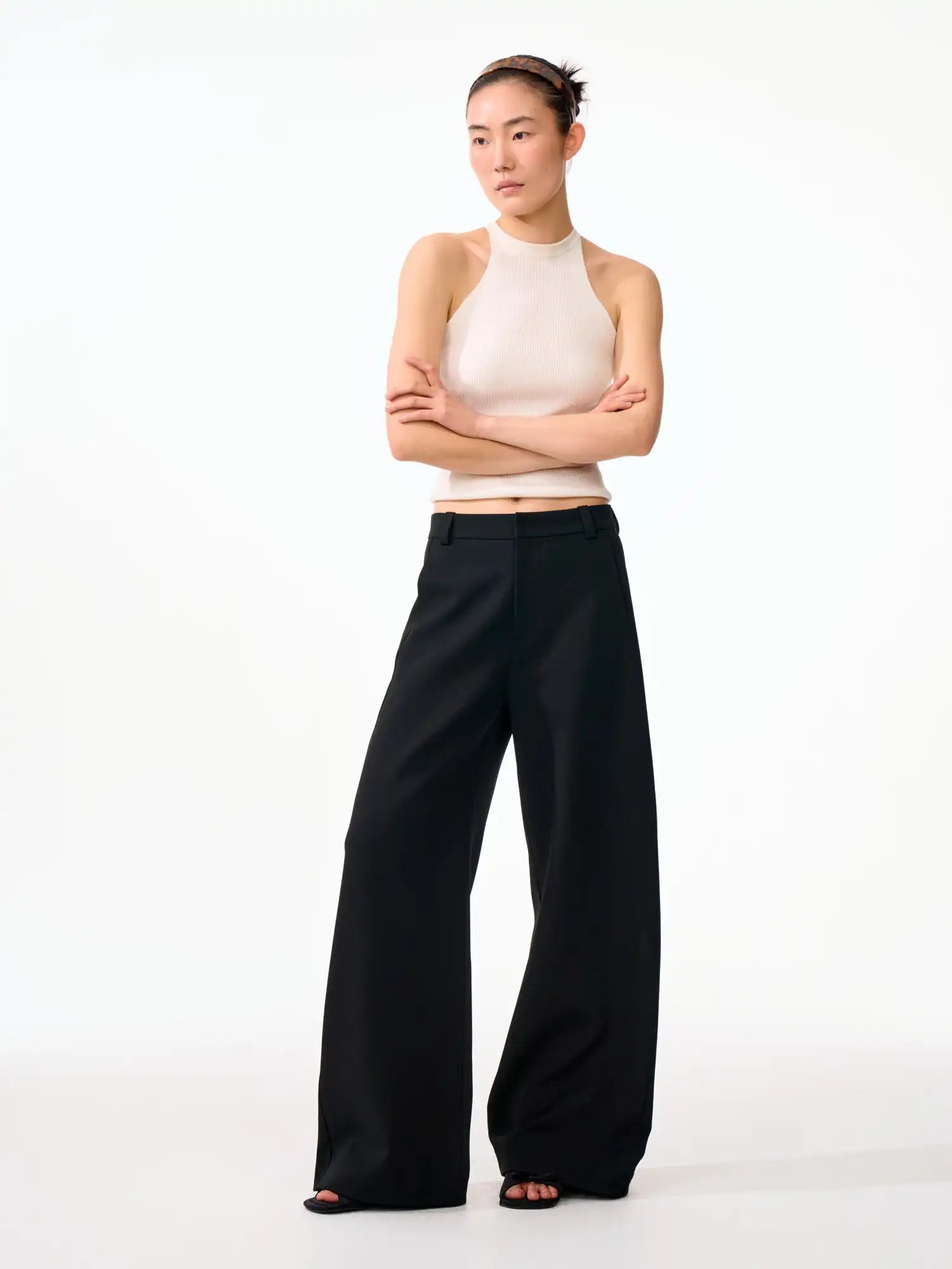 FirstFloor Minimal Curved Leg High Rise Wide Pants | Canton Collective