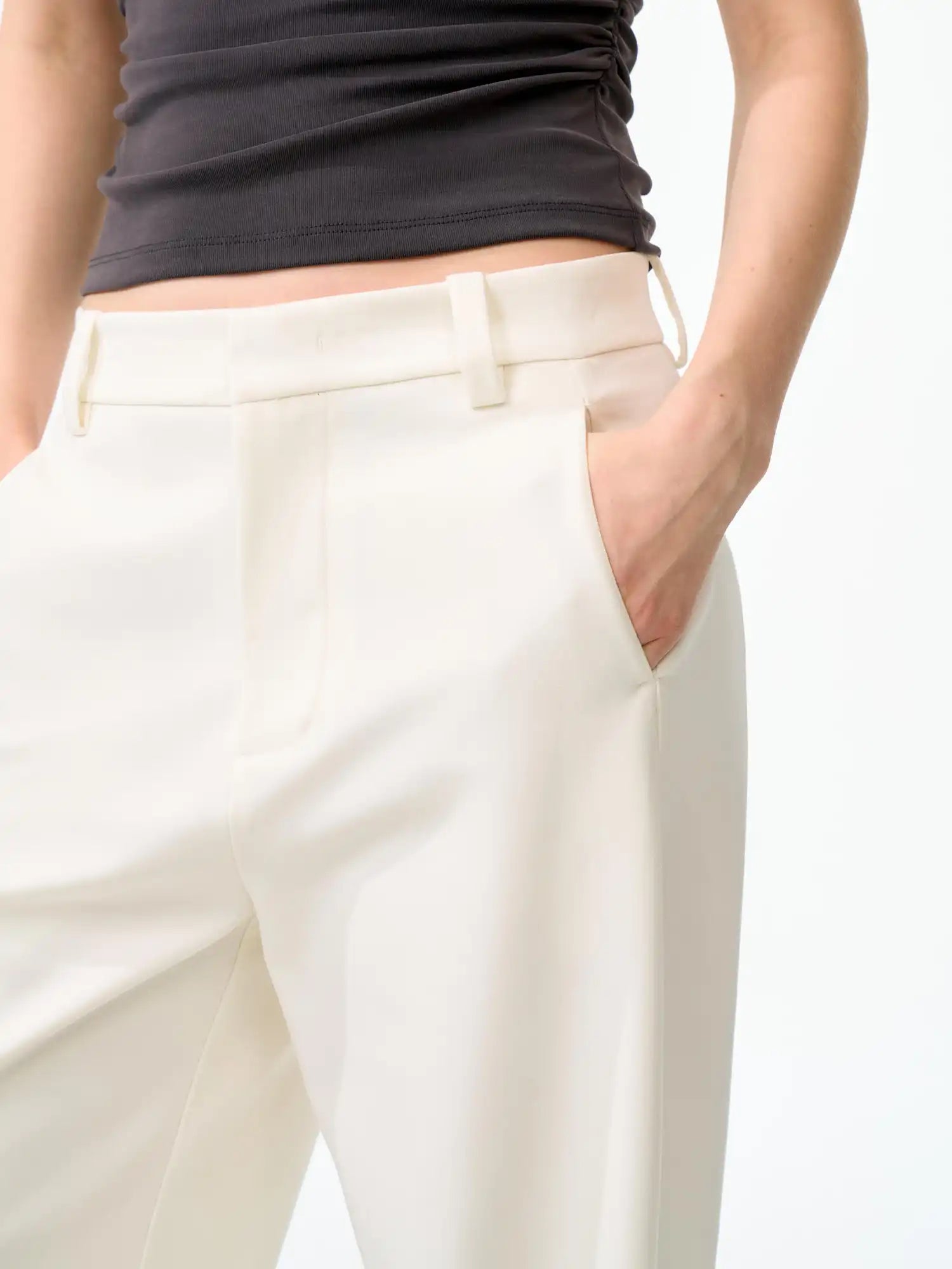FirstFloor Minimal Curved Leg High Rise Wide Pants | Canton Collective