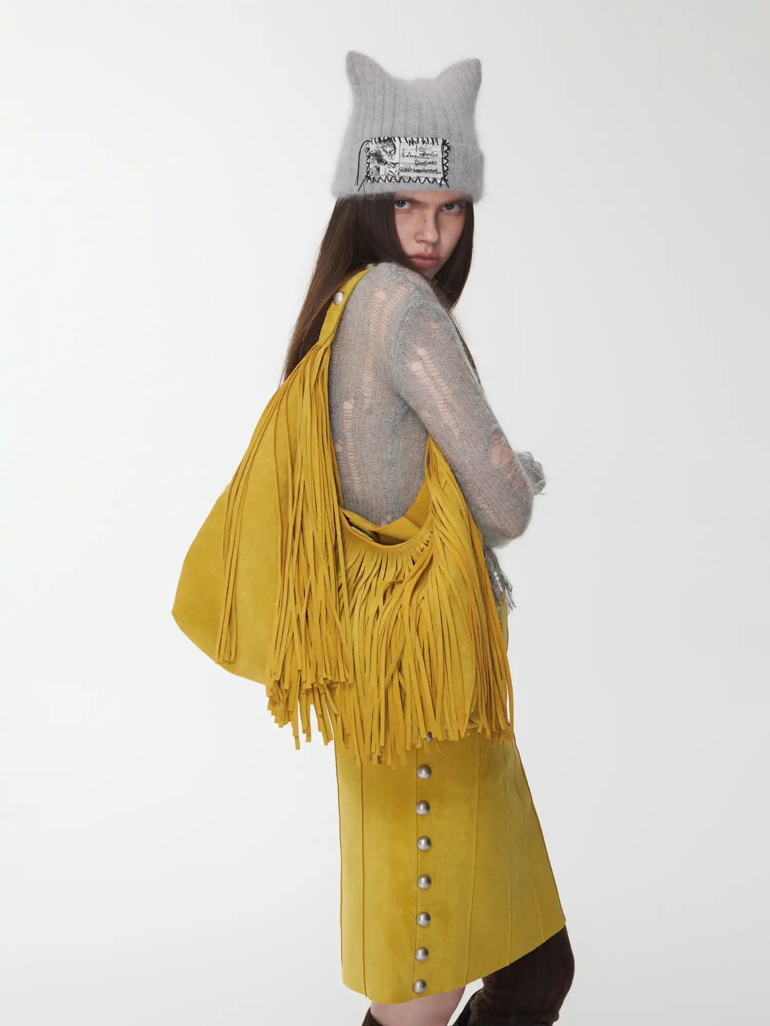 1Jinn Studio Minimalist Suede Fringe Shoulder Bag | Canton Collective