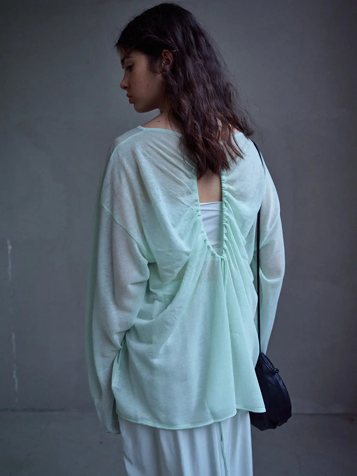 CantonCollective Design Mint Green Sheer Knit Tunic Top | Canton Collective