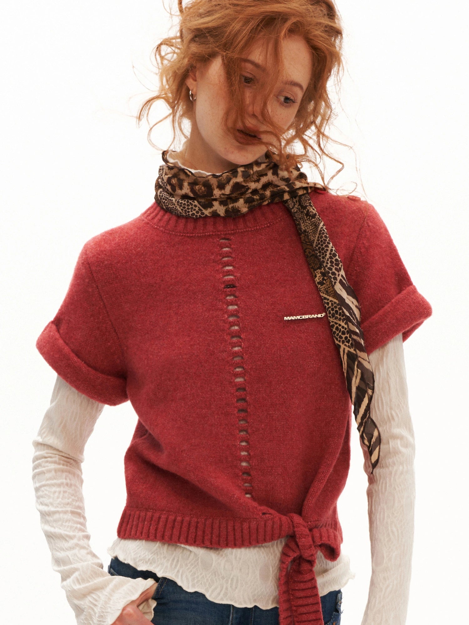 MAMC Mock Neck Pointelle Cropped Sweater Vest | Canton Collective