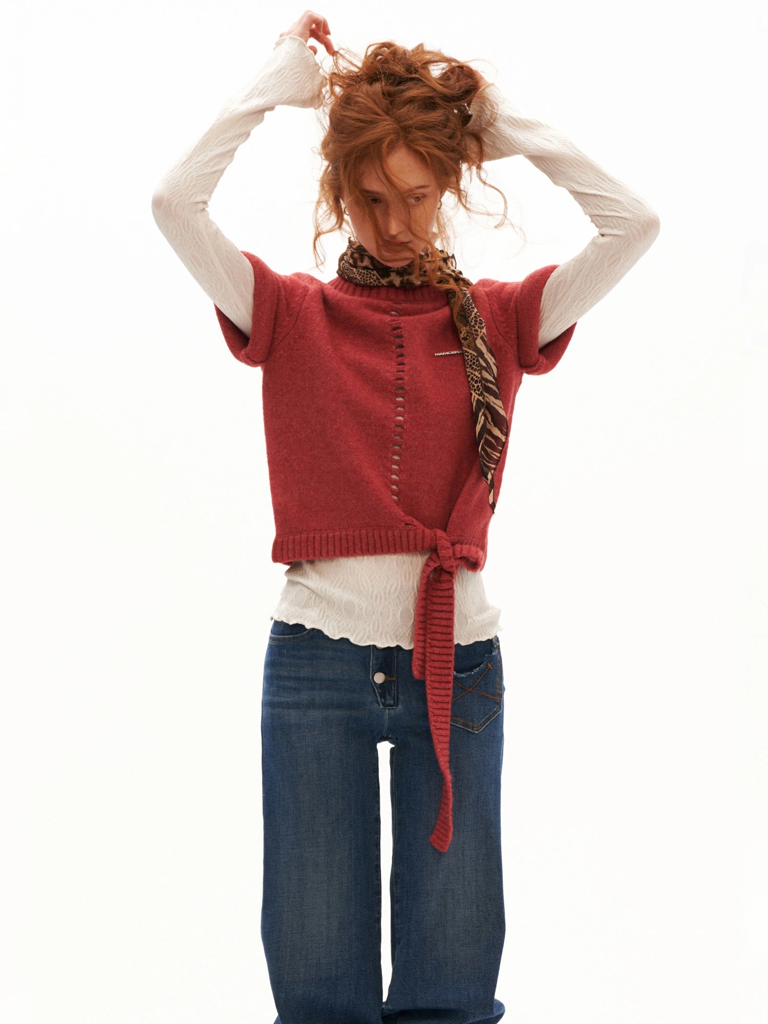 MAMC Mock Neck Pointelle Cropped Sweater Vest | Canton Collective