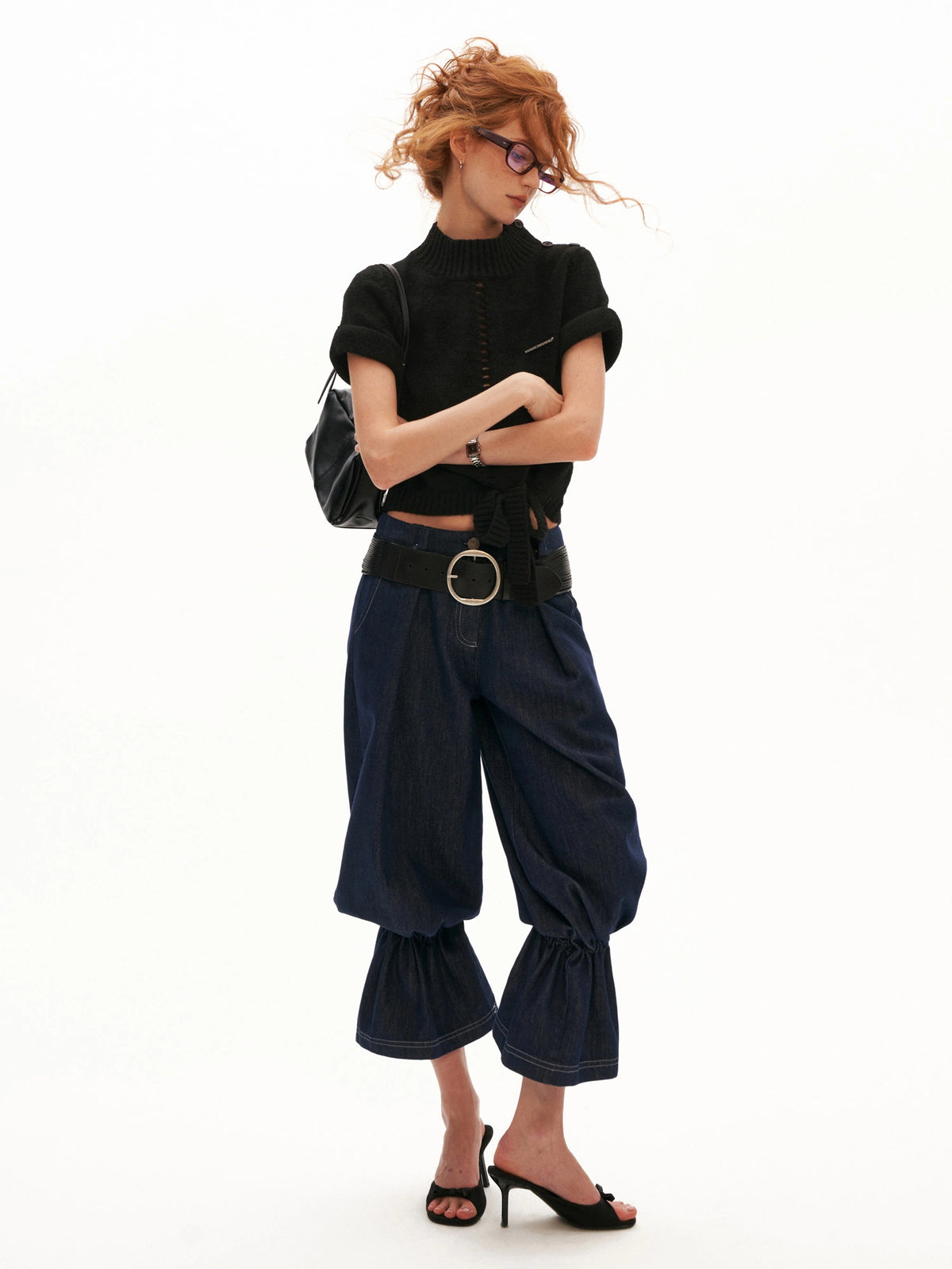 MAMC Mock Neck Pointelle Cropped Sweater Vest | Canton Collective